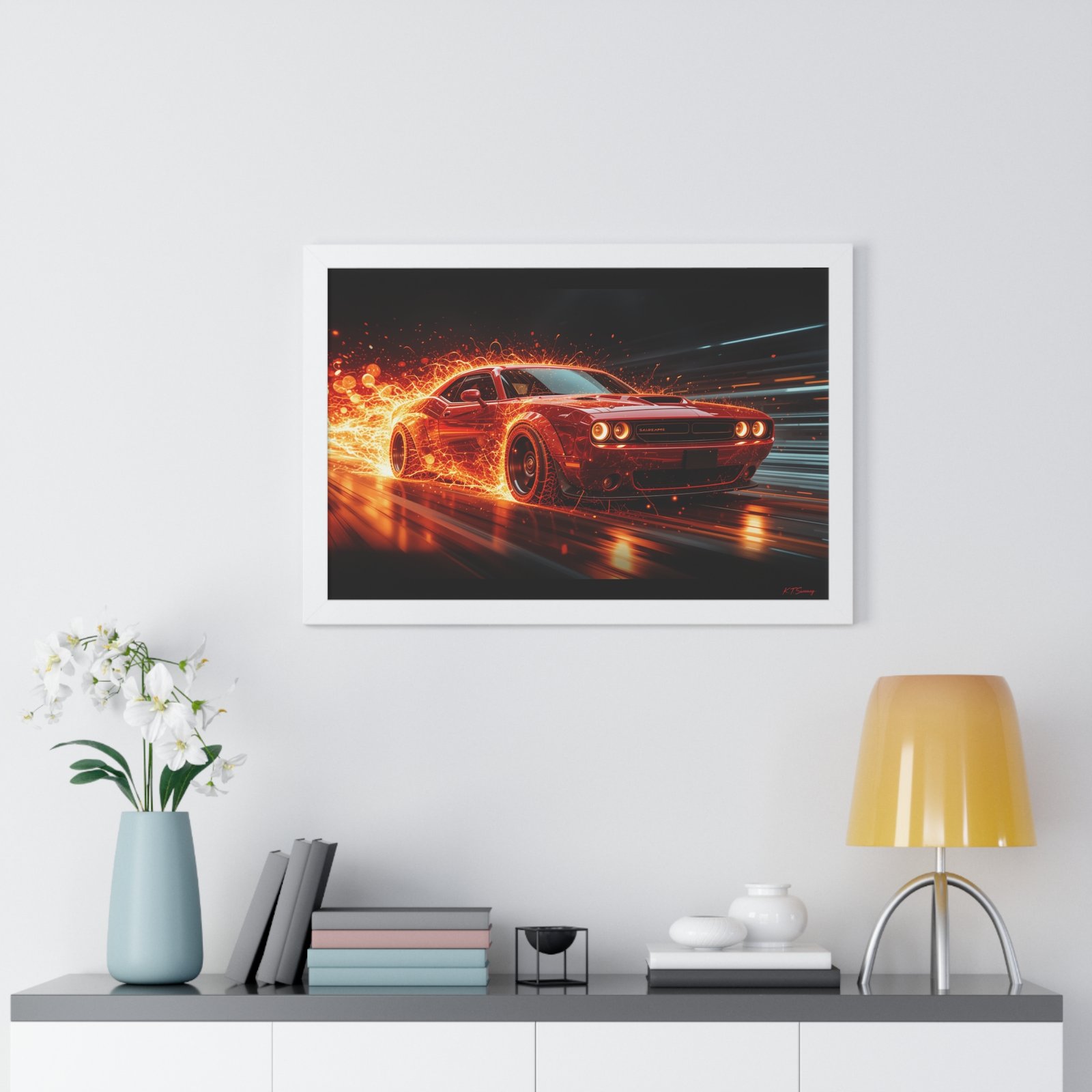 Limited Edition Dodge Hellcat Wall Art Framed Print with Ethereal Flames | Collector’s Muscle Car Artwork - Image 26