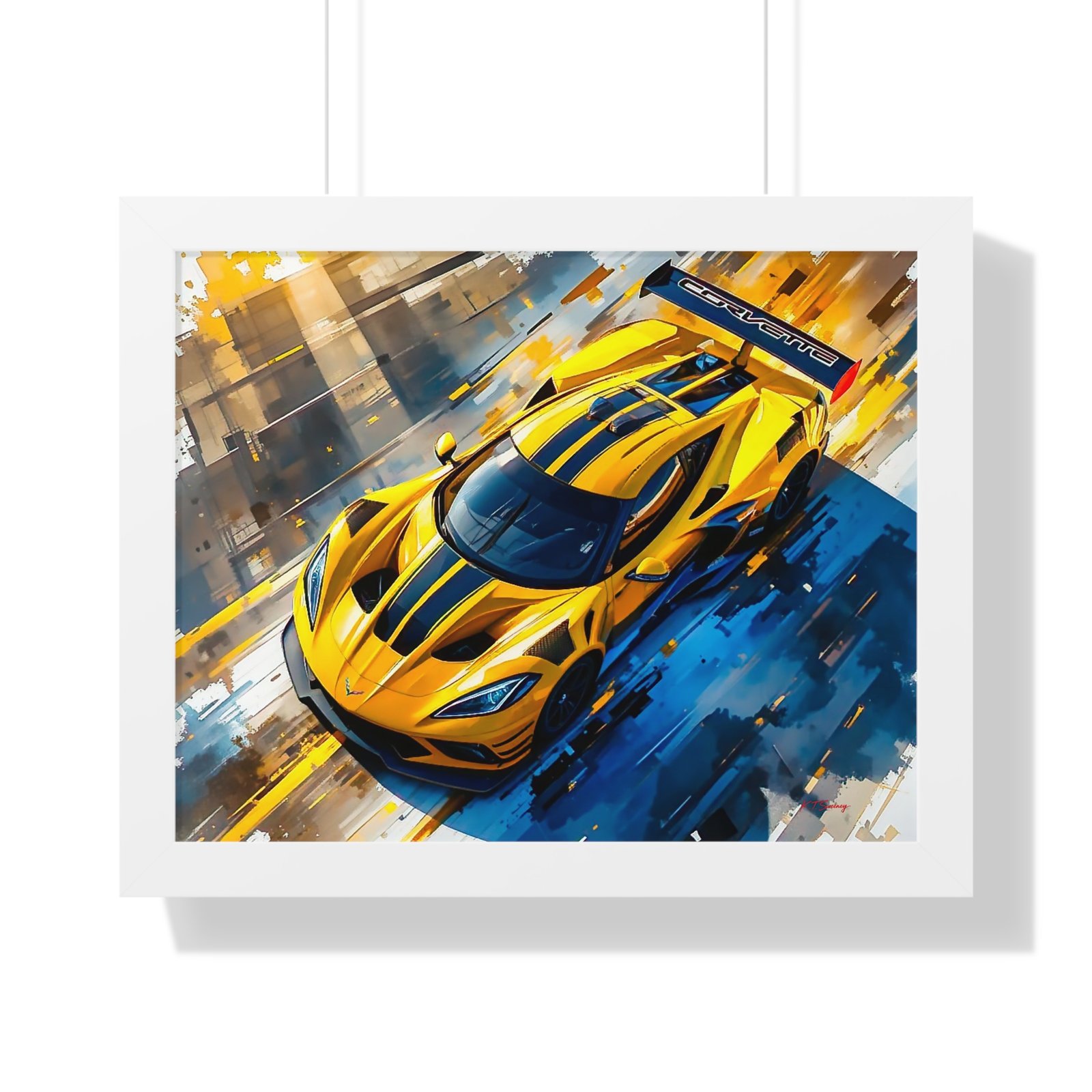 Exclusive Edition Yellow C8 Corvette Original Design | Collector’s Corvette Artwork - Image 25