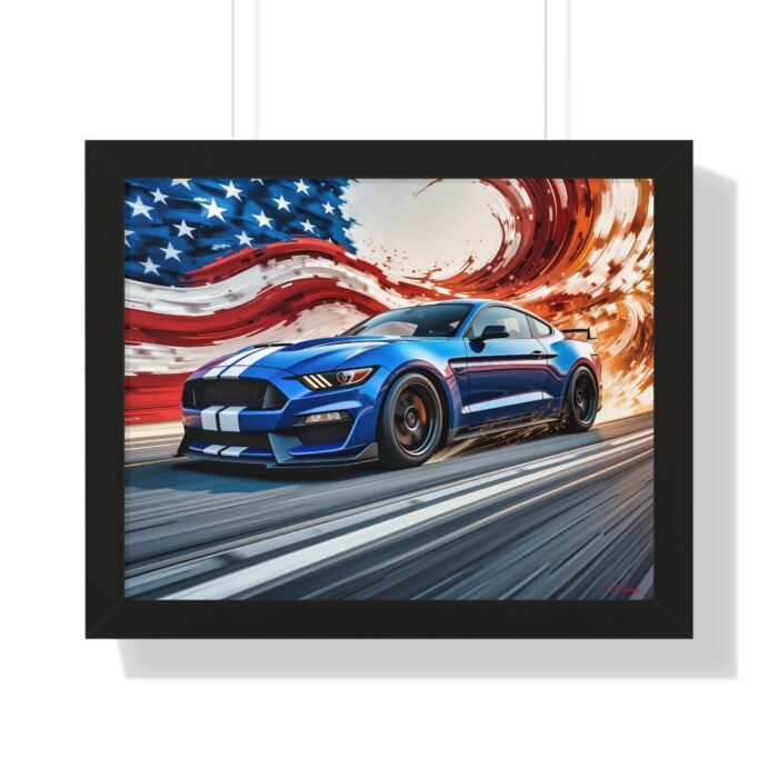 Limited Edition Mustang GT Wall Art Framed Print in Blue with White Stripes  | Classic Mustang Collector’s Artwork
