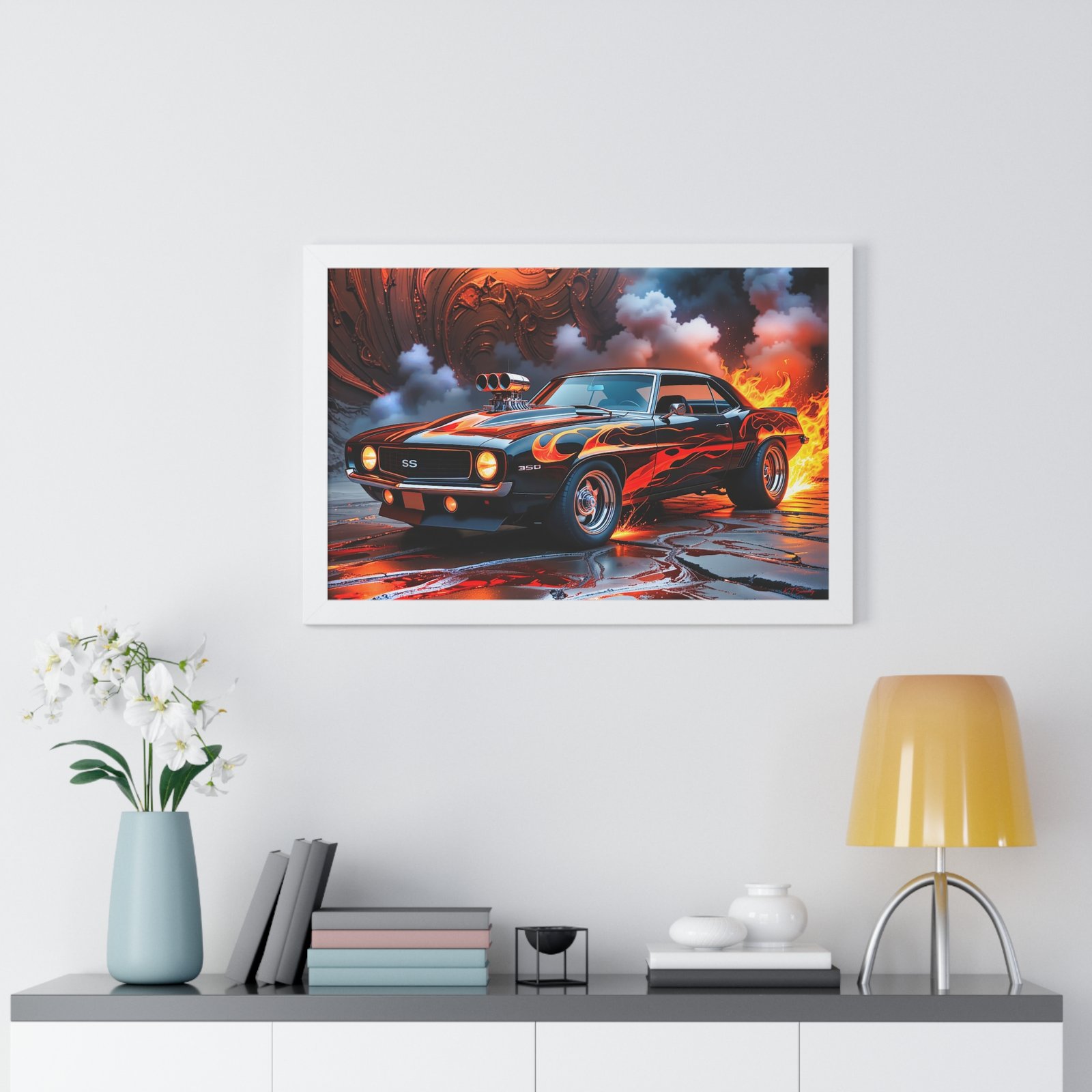 Limited Edition 1969 Camaro Hot Rod Wall Art Framed Print with Watercolor Textured Background | Collector’s Classic Camaro Artwork - Image 35