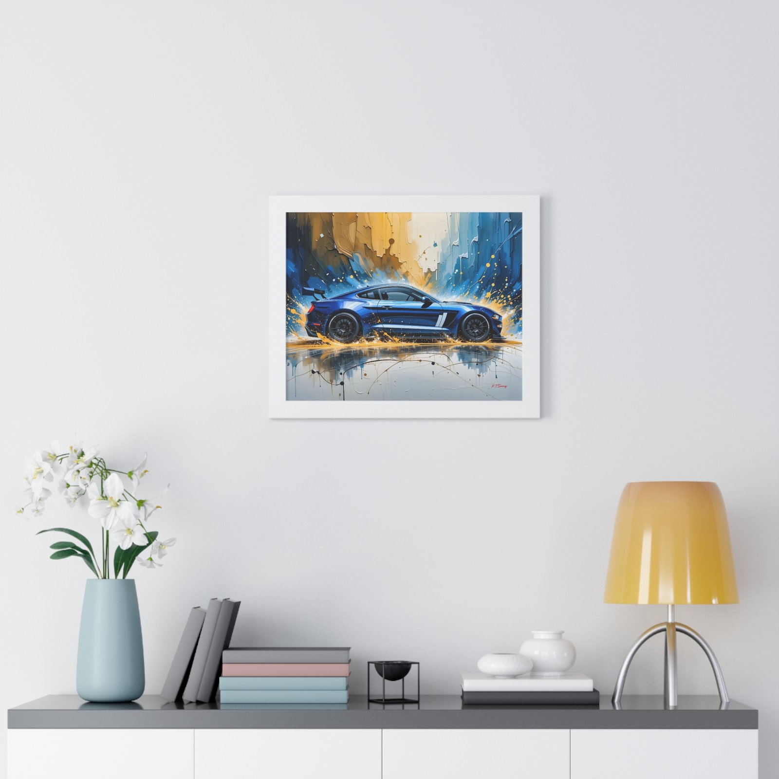 Limited Edition Mustang GT Wall Art Framed Print in Blue with White Stripes | Classic Mustang Collector’s Artwork - Image 20