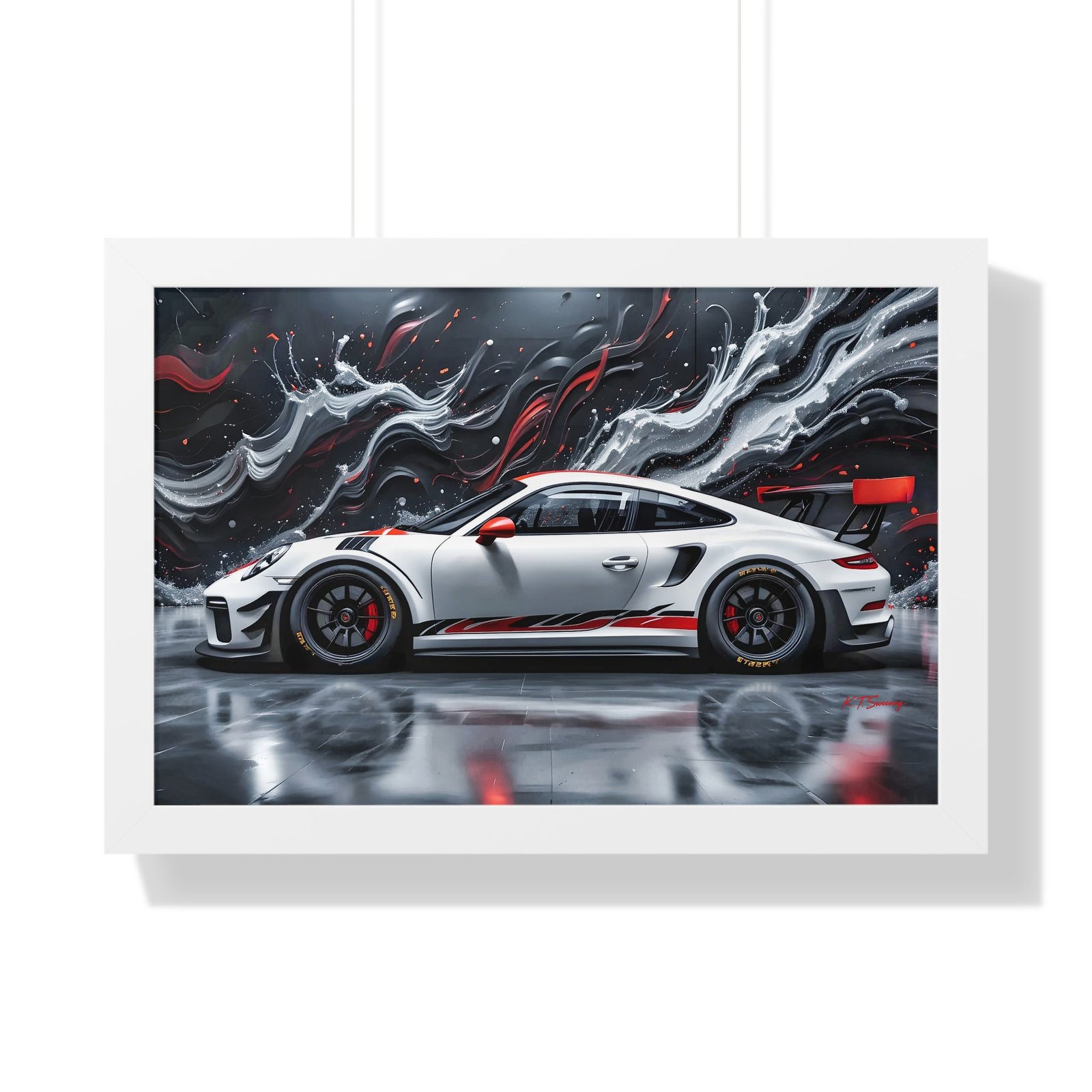 Limited Edition Porsche 911 GT3 Wall Art Framed Print with 3D Textured Oil Paint Style Background | Collector’s Porsche Artwork - Image 22