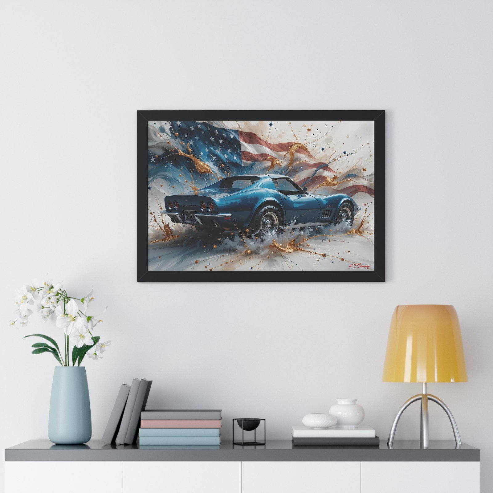 1979 Corvette Wall Art Framed Print with American Flag Background | Studio Edition Classic Car Collector’s Artwork - Image 8