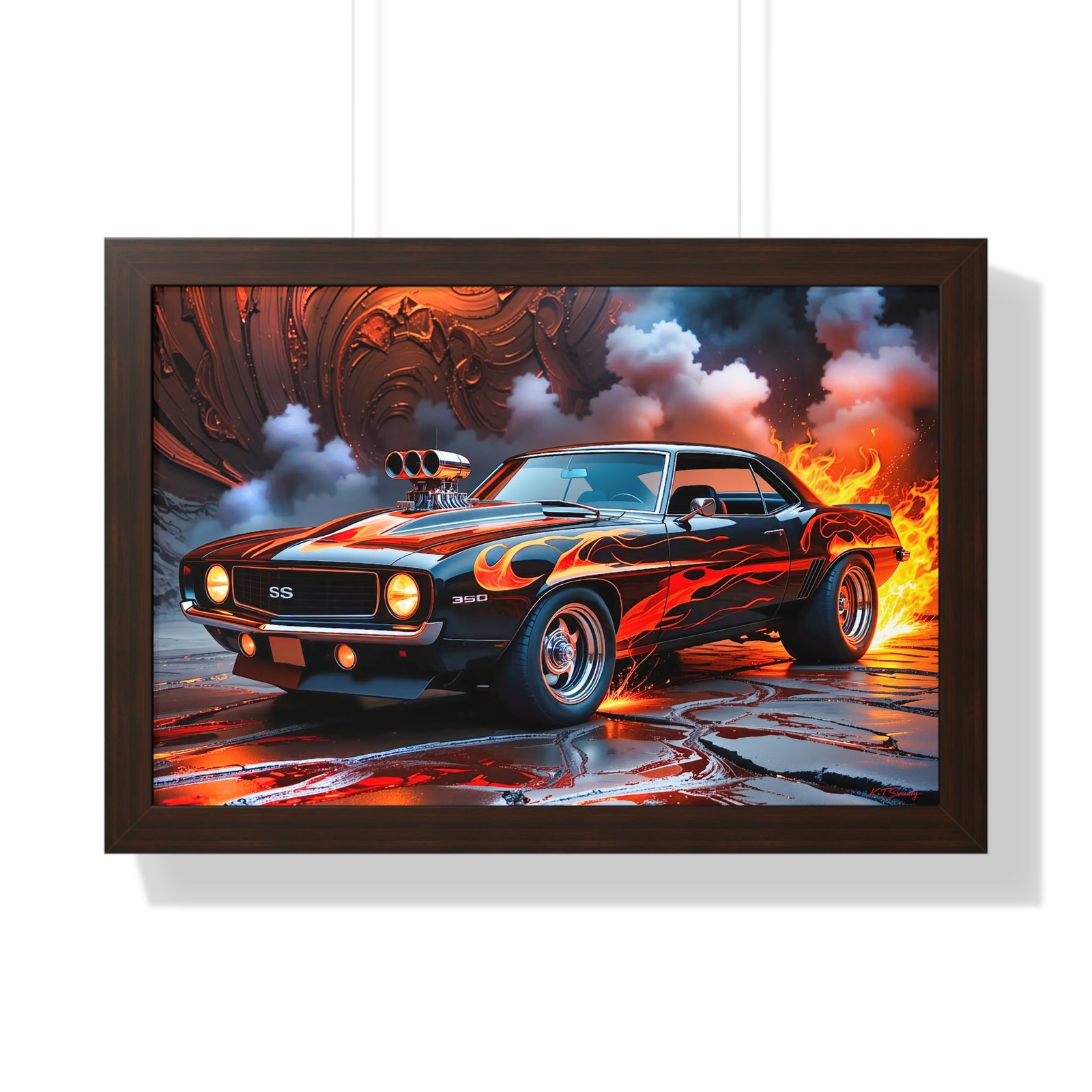 Limited Edition 1969 Camaro Hot Rod Wall Art Framed Print with Watercolor Textured Background | Collector’s Classic Camaro Artwork - Image 19
