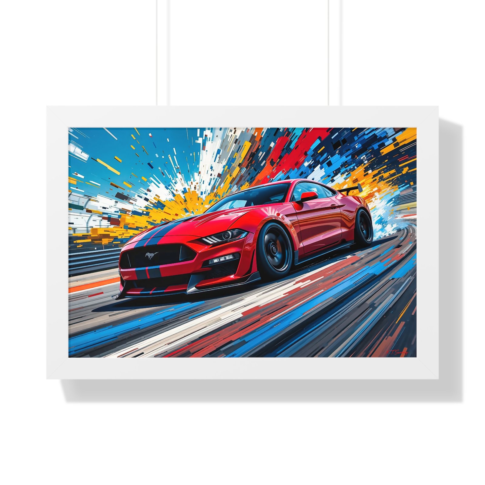 Exclusive Edition Red Mustang GT Wall Art Framed Print with Exploding Color Burst Background | Collector’s Mustang Artwork - Image 22