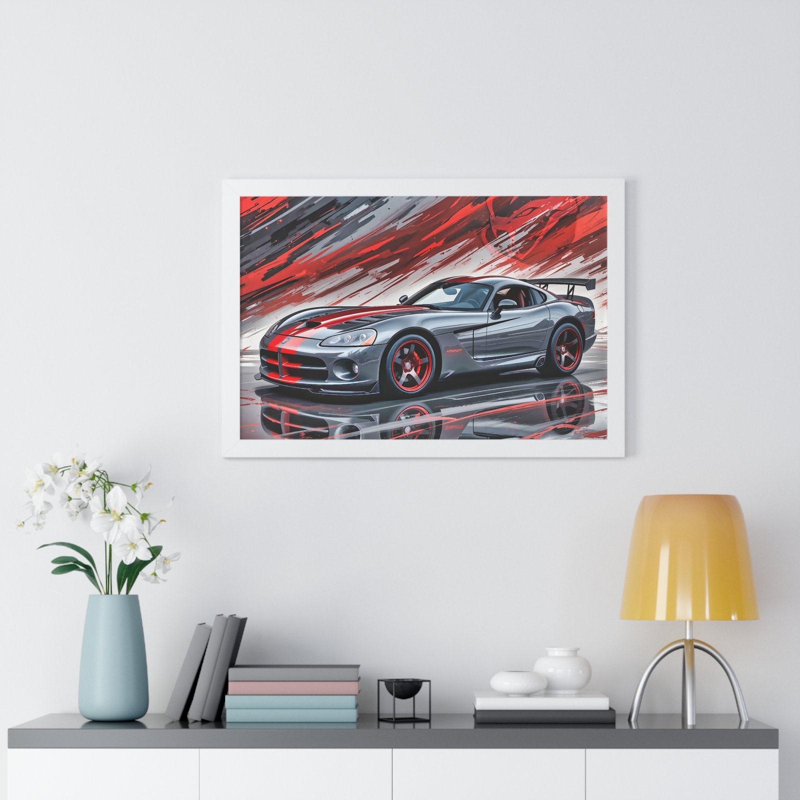 2010 Dodge Viper SRT-10 Final Edition Wall Art Framed Print in Gray with Red Stripes | Studio Edition Collector’s Artwork - Image 26