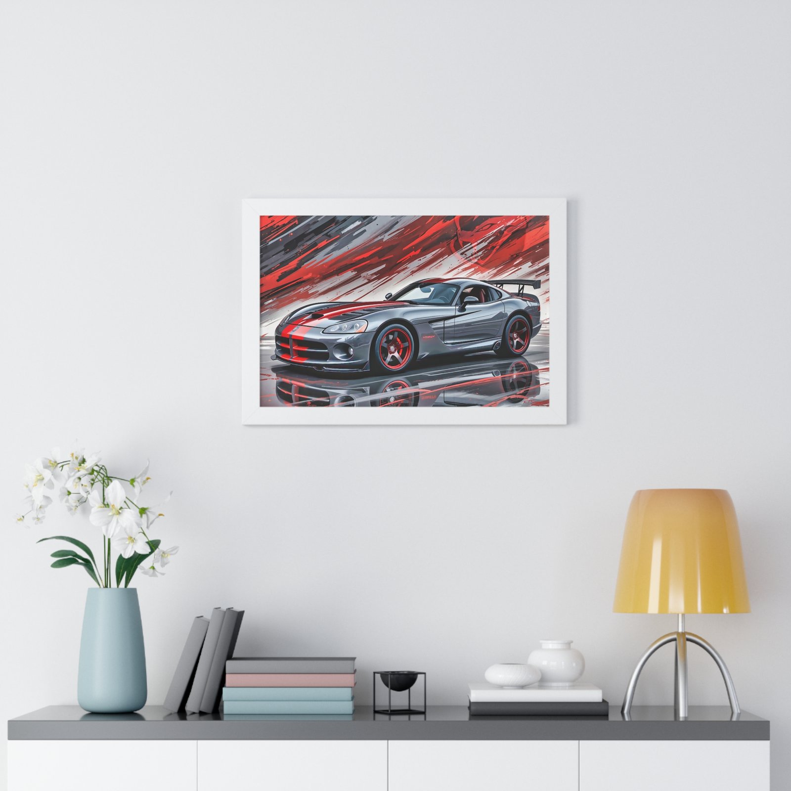 2010 Dodge Viper SRT-10 Final Edition Wall Art Framed Print in Gray with Red Stripes | Studio Edition Collector’s Artwork - Image 23