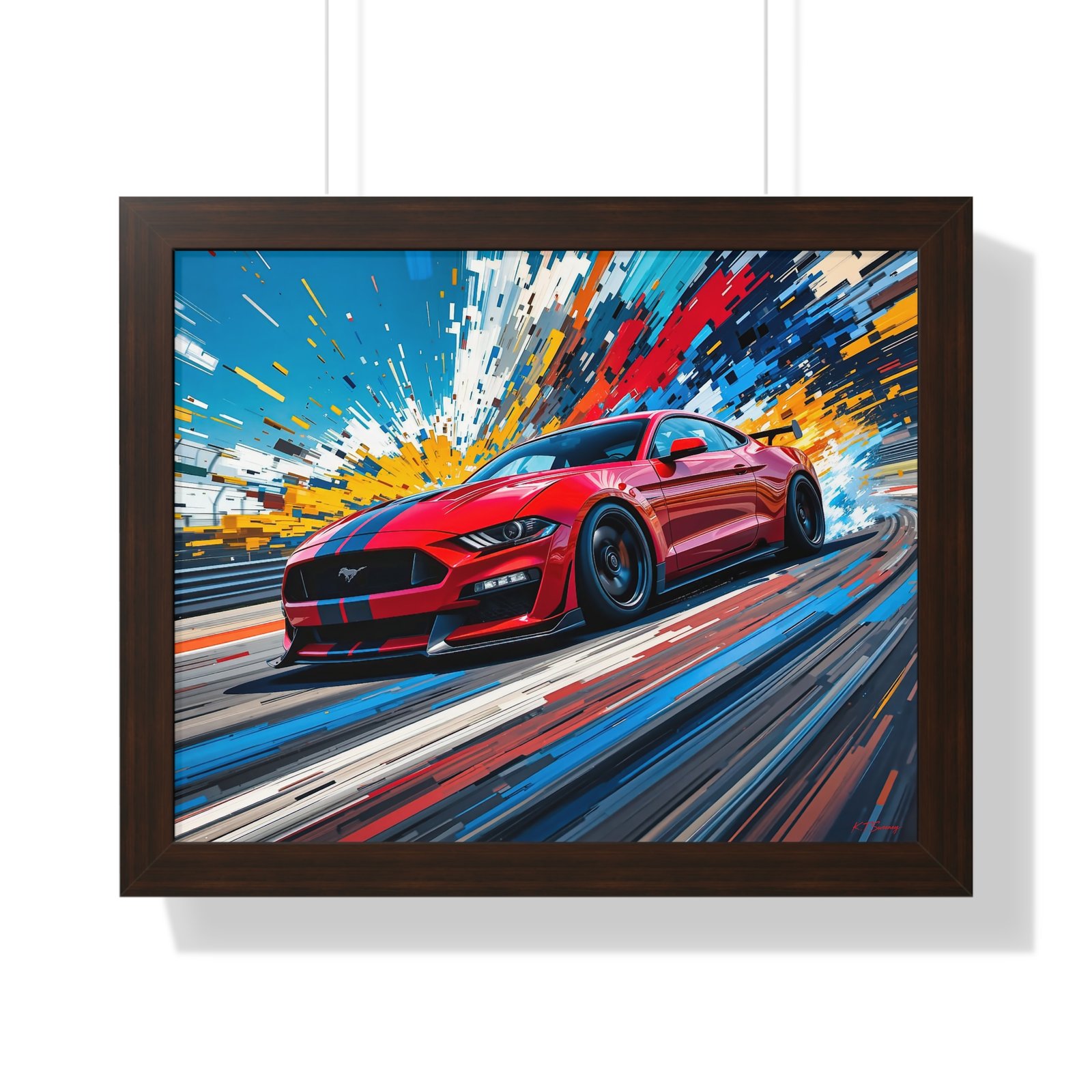Exclusive Edition Red Mustang GT Wall Art Framed Print with Exploding Color Burst Background | Collector’s Mustang Artwork - Image 10