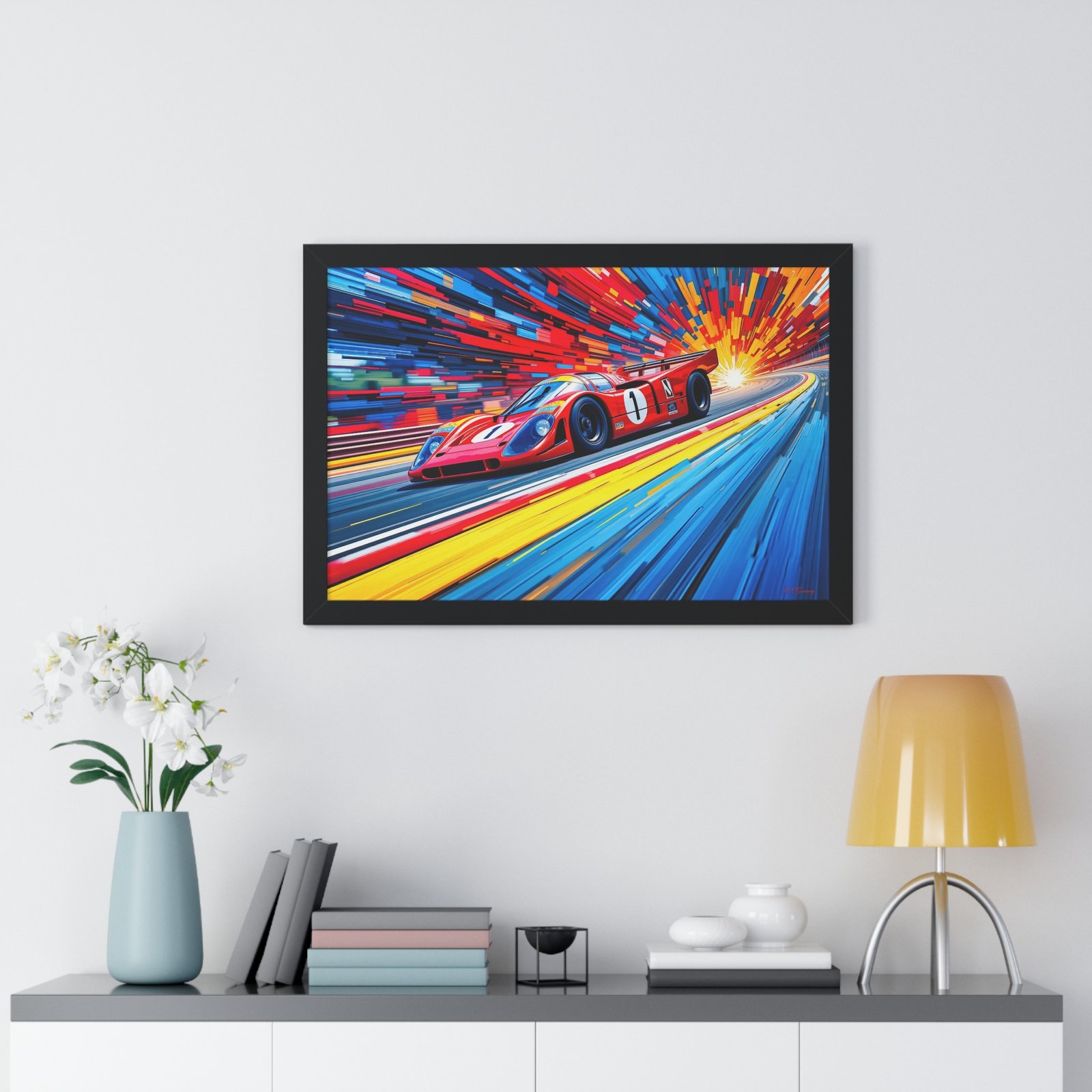Limited Edition Porsche Le Mans Racing Car Wall Art Framed Print with 3D Textured Color Background | Collector’s Motorsport Artwork - Image 8