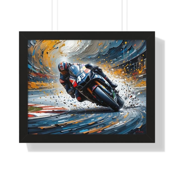 Limited Edition MotoGP Racing Motorcycle Wall Art Framed Print with 3D Textured Oil Paint Style Background | Collector’s Motorsport Artwork