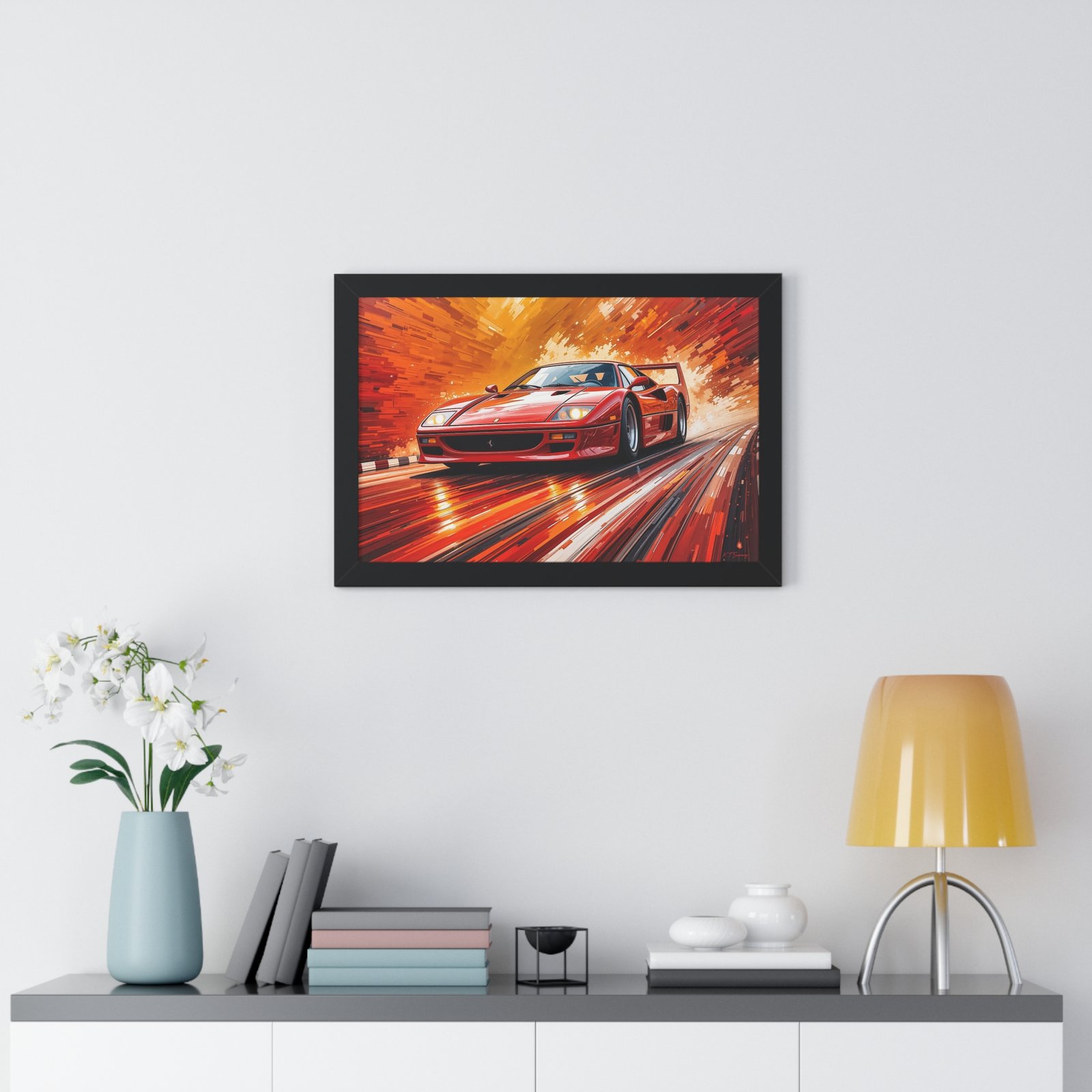 Limited Edition Ferrari F40 Wall Art Framed Print with 3D Textured Paint Style | Classic Ferrari Collector’s Artwork with Certificate - Image 5