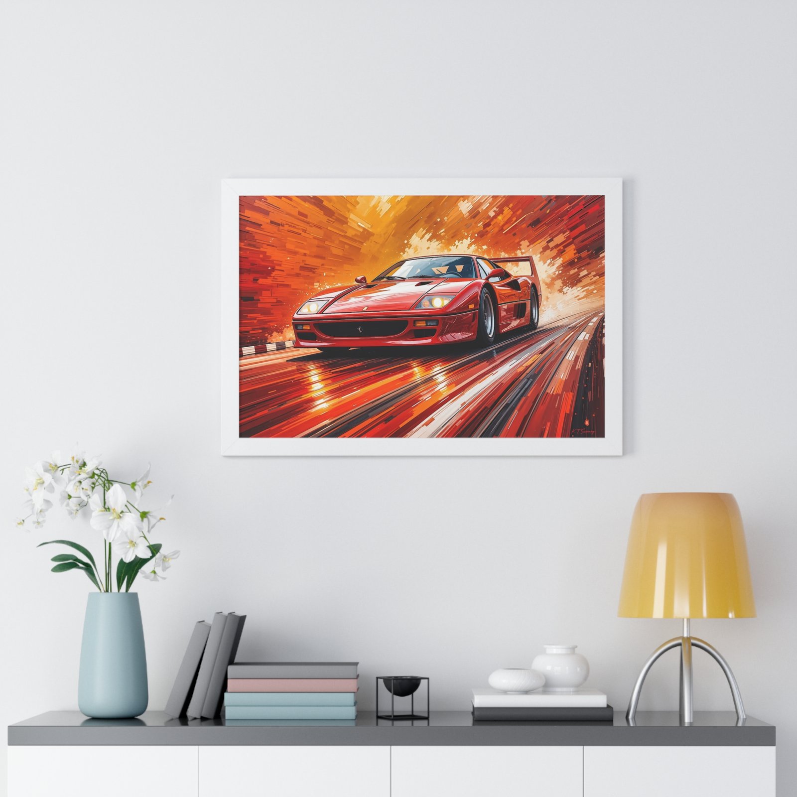 Limited Edition Ferrari F40 Wall Art Framed Print with 3D Textured Paint Style | Classic Ferrari Collector’s Artwork with Certificate - Image 26
