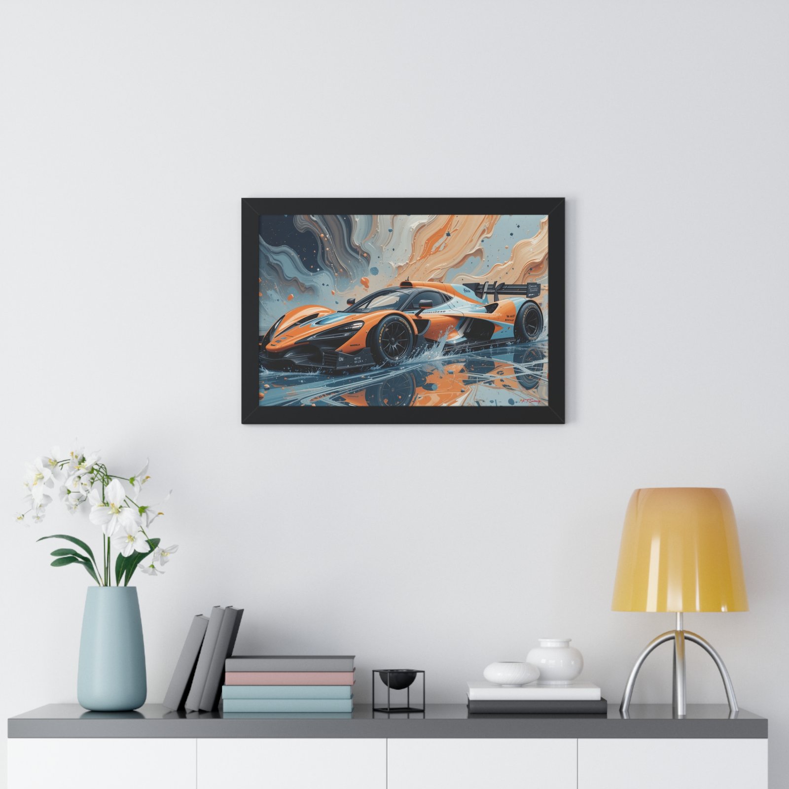 McLaren Supercar Gulf Livery Wall Art Framed Print with 3D Textured Oil Paint Style | Studio Edition Collector’s Artwork - Image 5