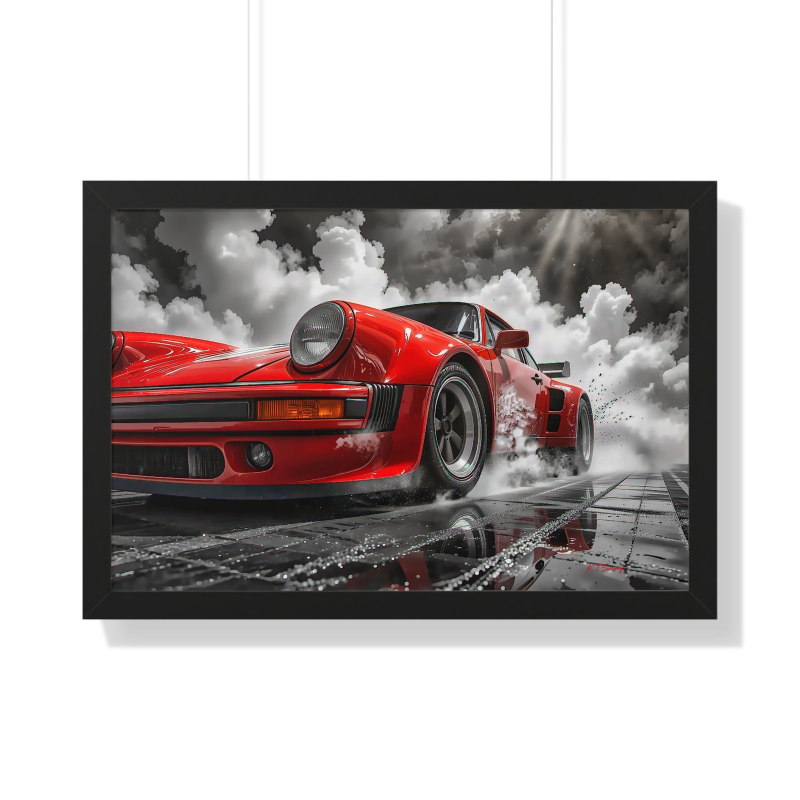 Limited Edition Porsche 930 Turbo Wall Art Framed Print in Red | Classic Porsche Collector’s Artwork - Image 7