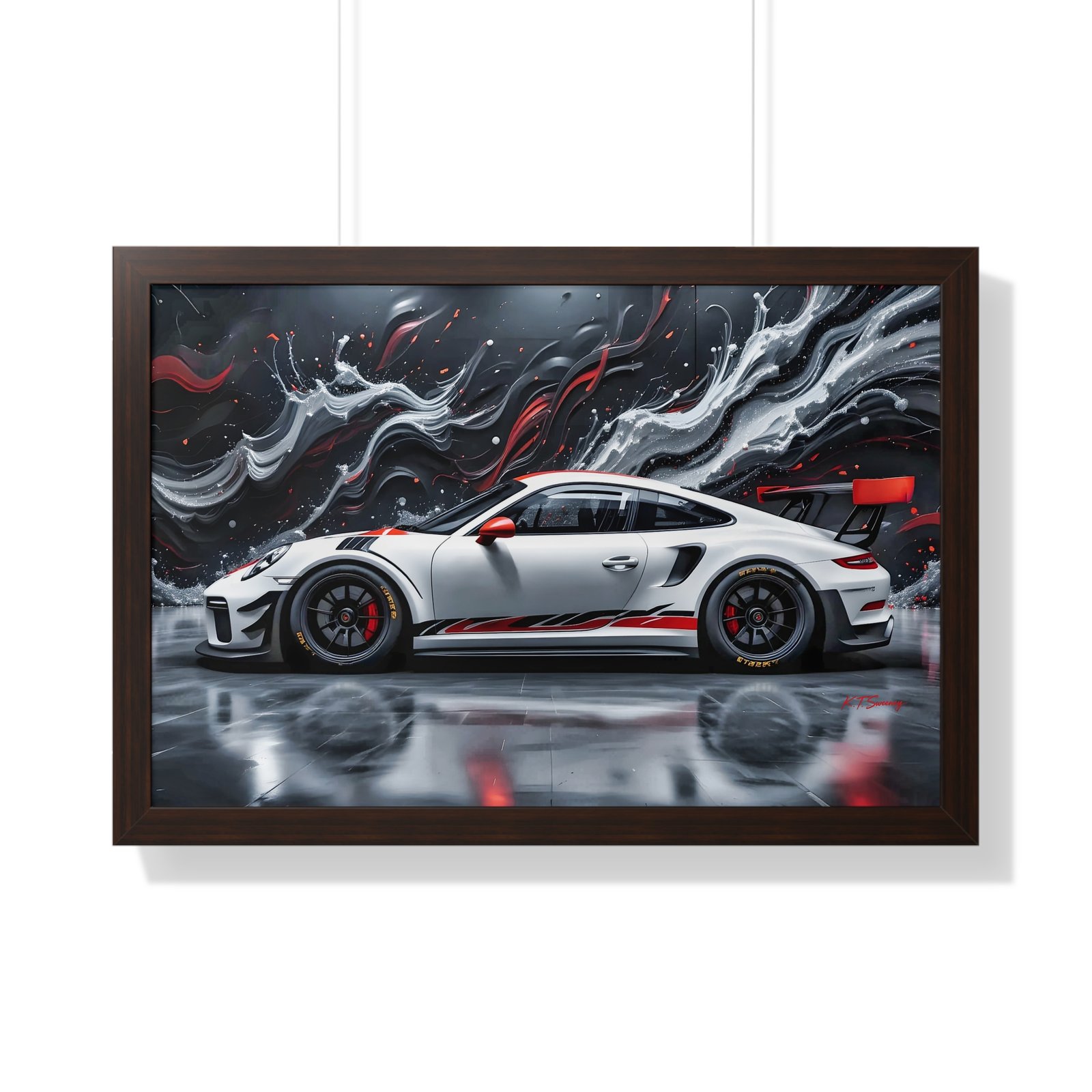 Limited Edition Porsche 911 GT3 Wall Art Framed Print with 3D Textured Oil Paint Style Background | Collector’s Porsche Artwork - Image 16