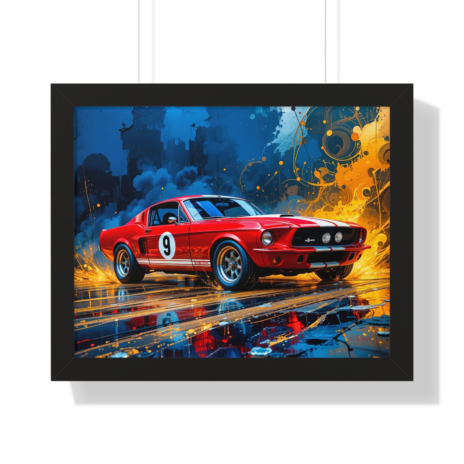 Exclusive Edition 1967 Red Shelby Mustang TransAm Inspired Racing Car Wall Art Framed Print | Collector’s Classic Mustang Artwork