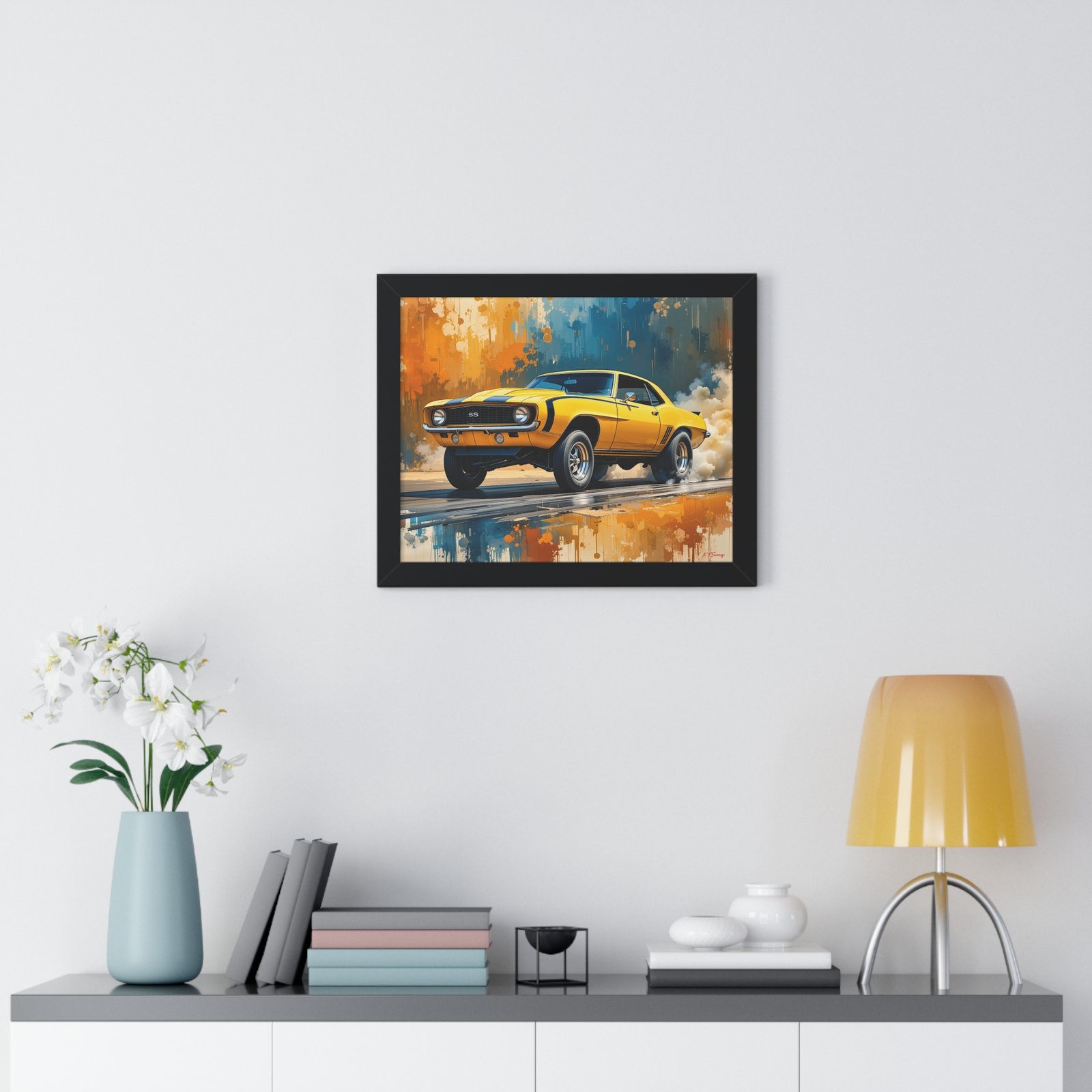 1969 Yellow Camaro Hot Rod Gasser Wall Art Framed Print | Studio Edition Collector’s Classic Camaro Artwork - Image 2