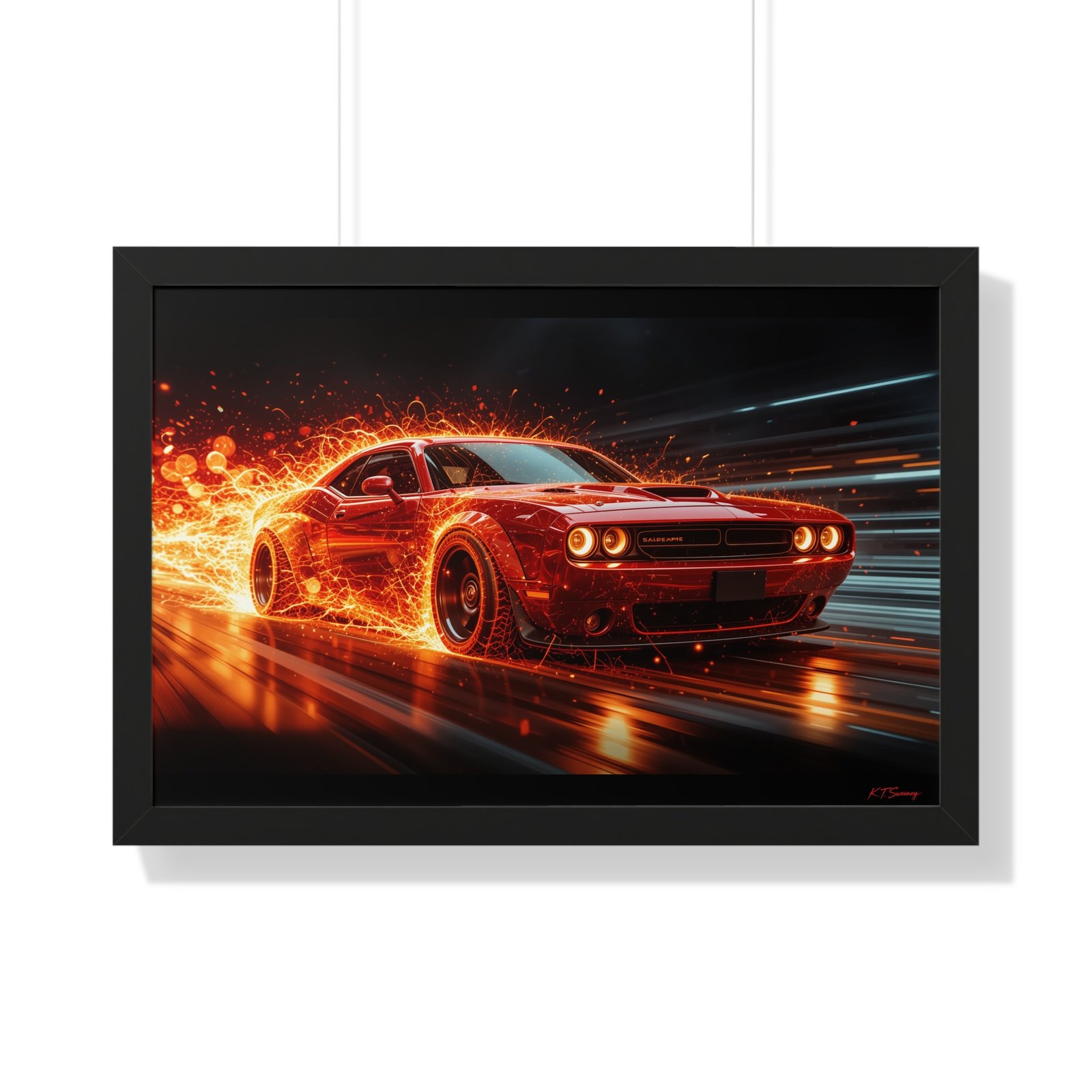 Limited Edition Dodge Hellcat Wall Art Framed Print with Ethereal Flames | Collector’s Muscle Car Artwork - Image 7