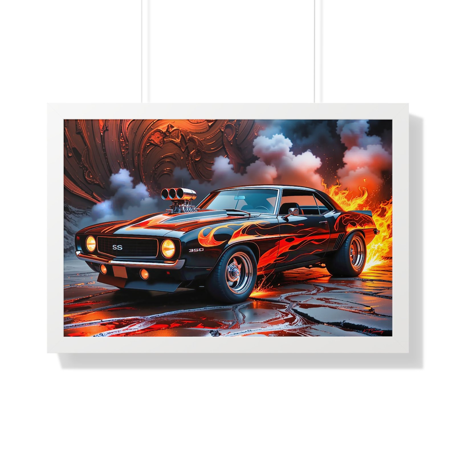 Limited Edition 1969 Camaro Hot Rod Wall Art Framed Print with Watercolor Textured Background | Collector’s Classic Camaro Artwork - Image 34