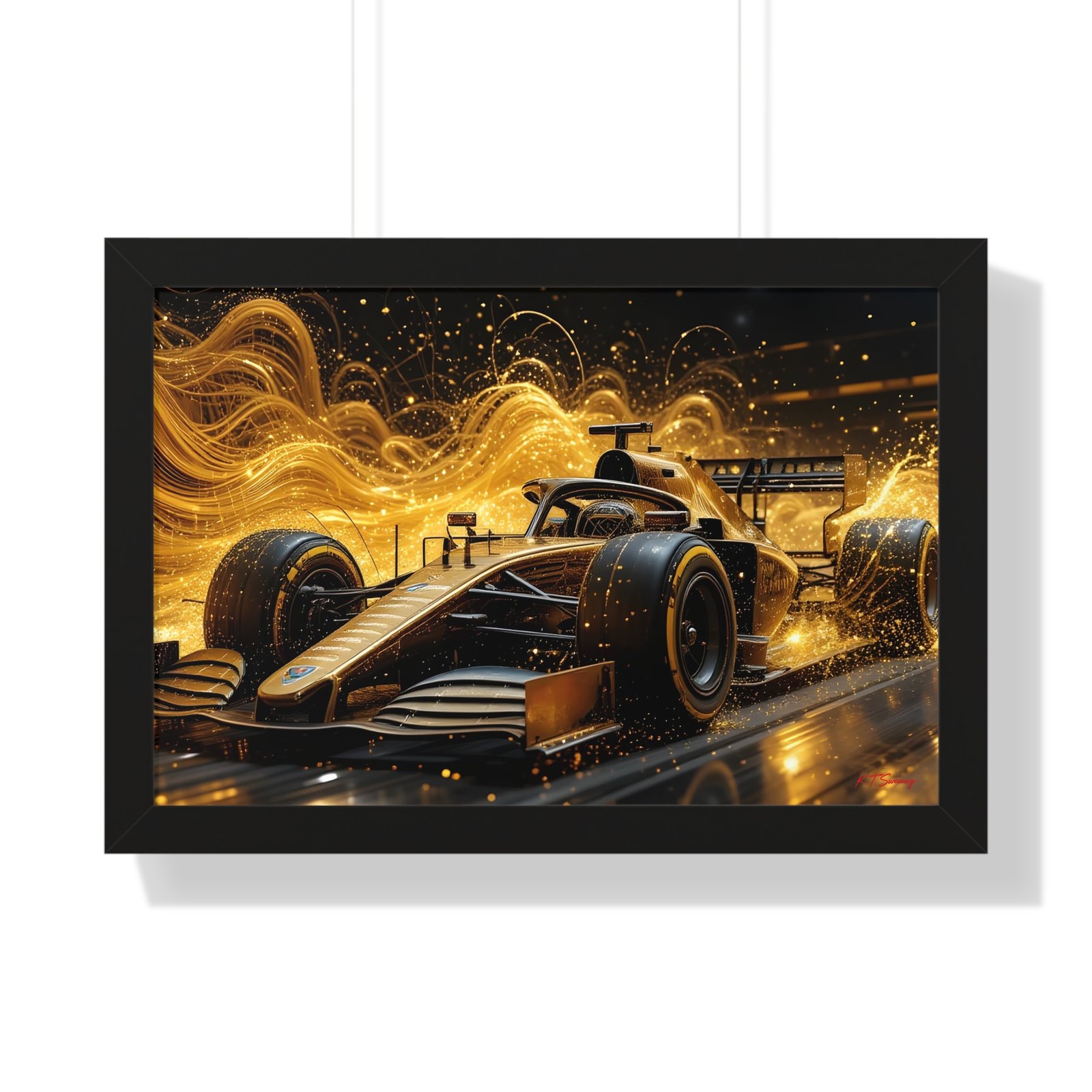 Limited Edition Dynamic Formula 1 Car Wall Art Framed Print with Abstract Motion Textured Design | Collector’s Motorsport Artwork - Image 4