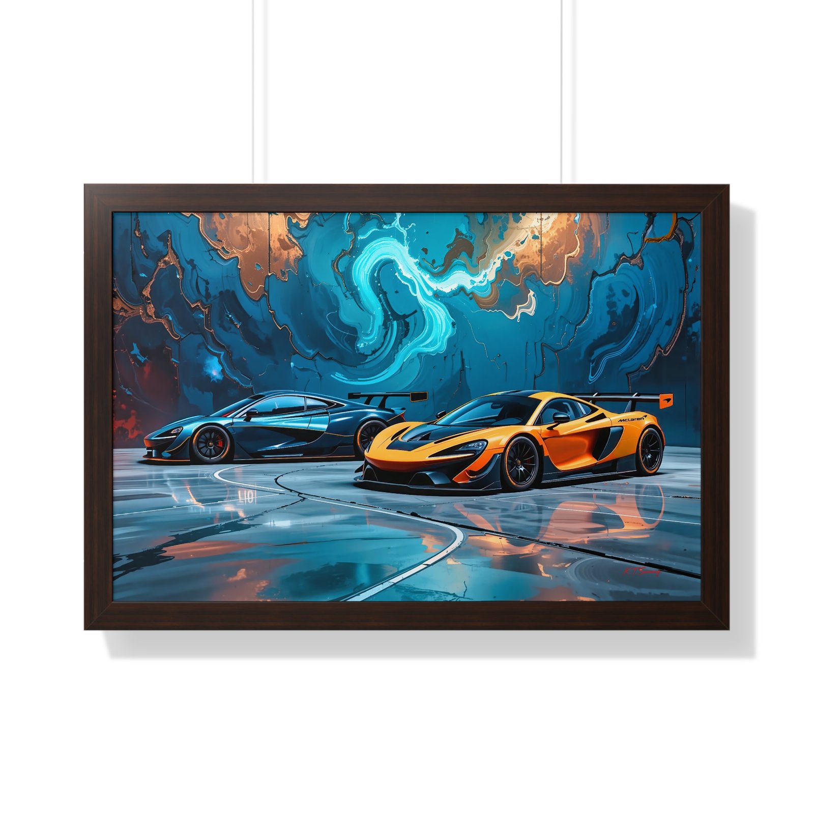 Limited Edition Duo of IMSA-Inspired McLaren Supercars Wall Art Framed Print with 3D Textured Dynamic Colors | Collector’s Motorsport Artwork - Image 16