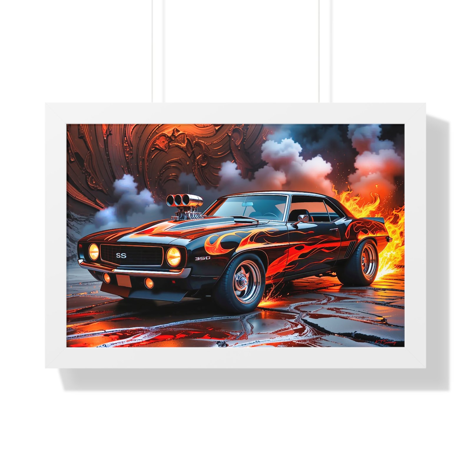 Limited Edition 1969 Camaro Hot Rod Wall Art Framed Print with Watercolor Textured Background | Collector’s Classic Camaro Artwork - Image 31