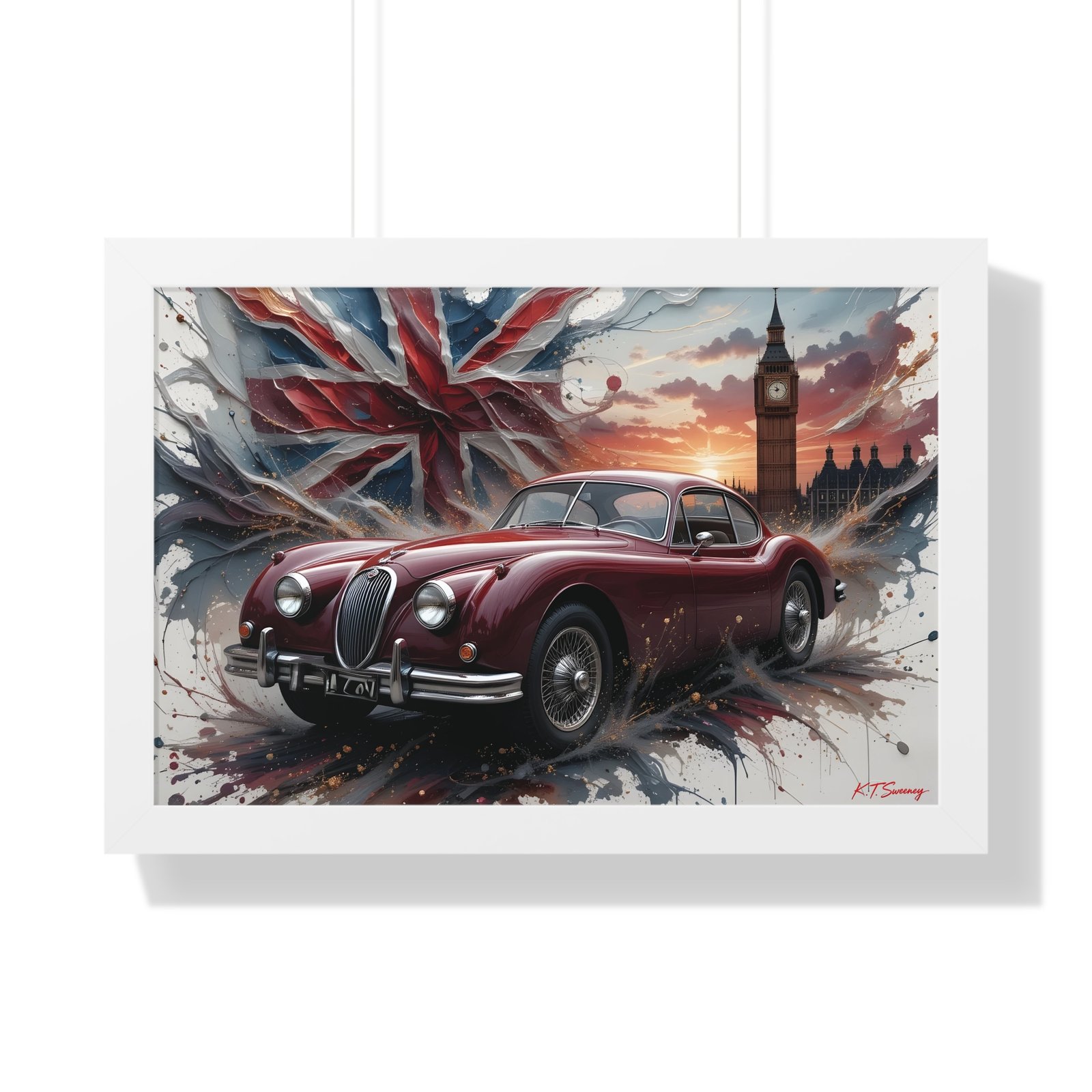 Limited Edition 1956 Jaguar XK140 Coupe Wall Art Framed Print with Union Jack | Tower of London Backdrop | Classic Jaguar Collector’s Artwork - Image 22