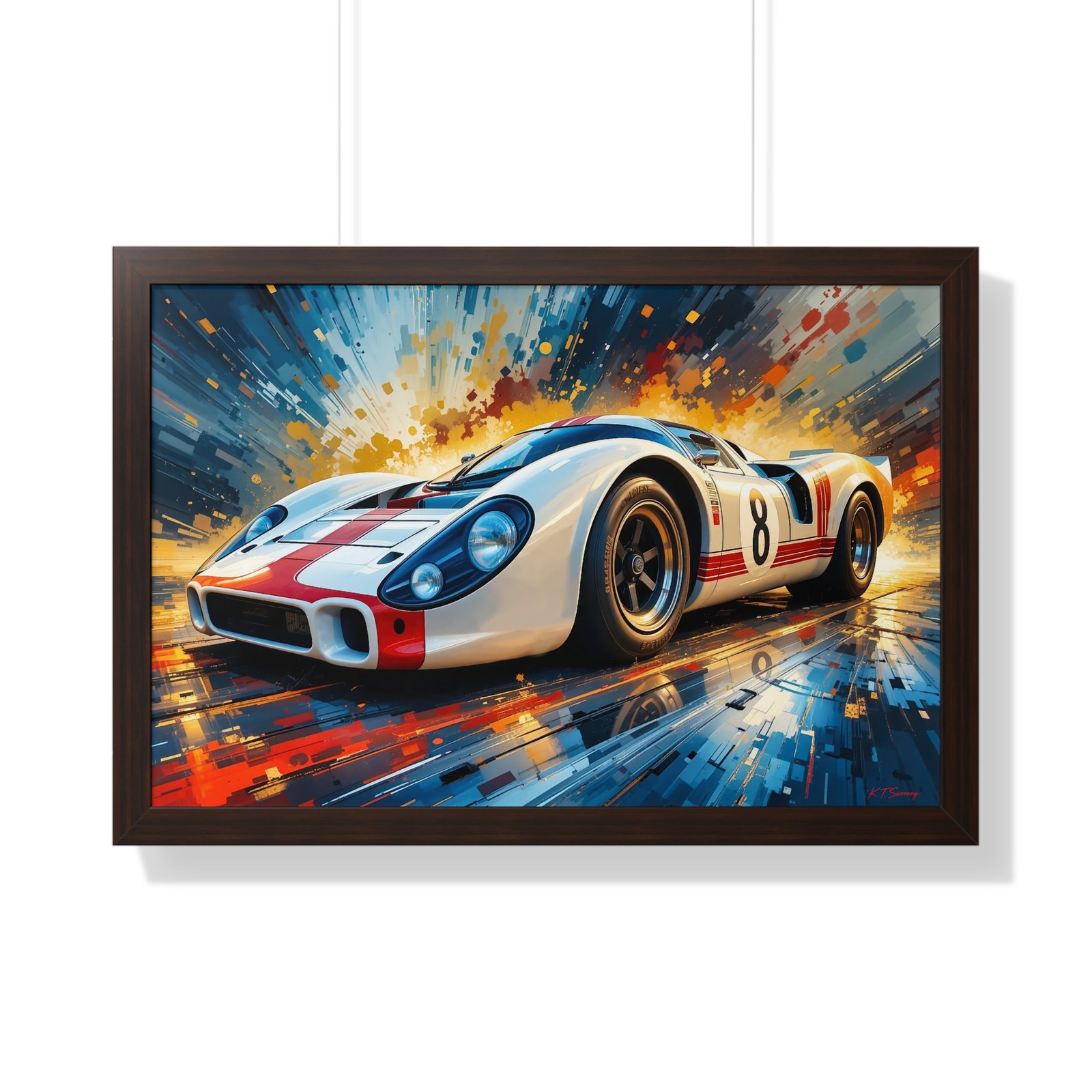 Limited Edition Porsche Le Mans Racing Car Wall Art Framed Print with 3D Textured Color Background | Collector’s Motorsport Artwork - Image 16
