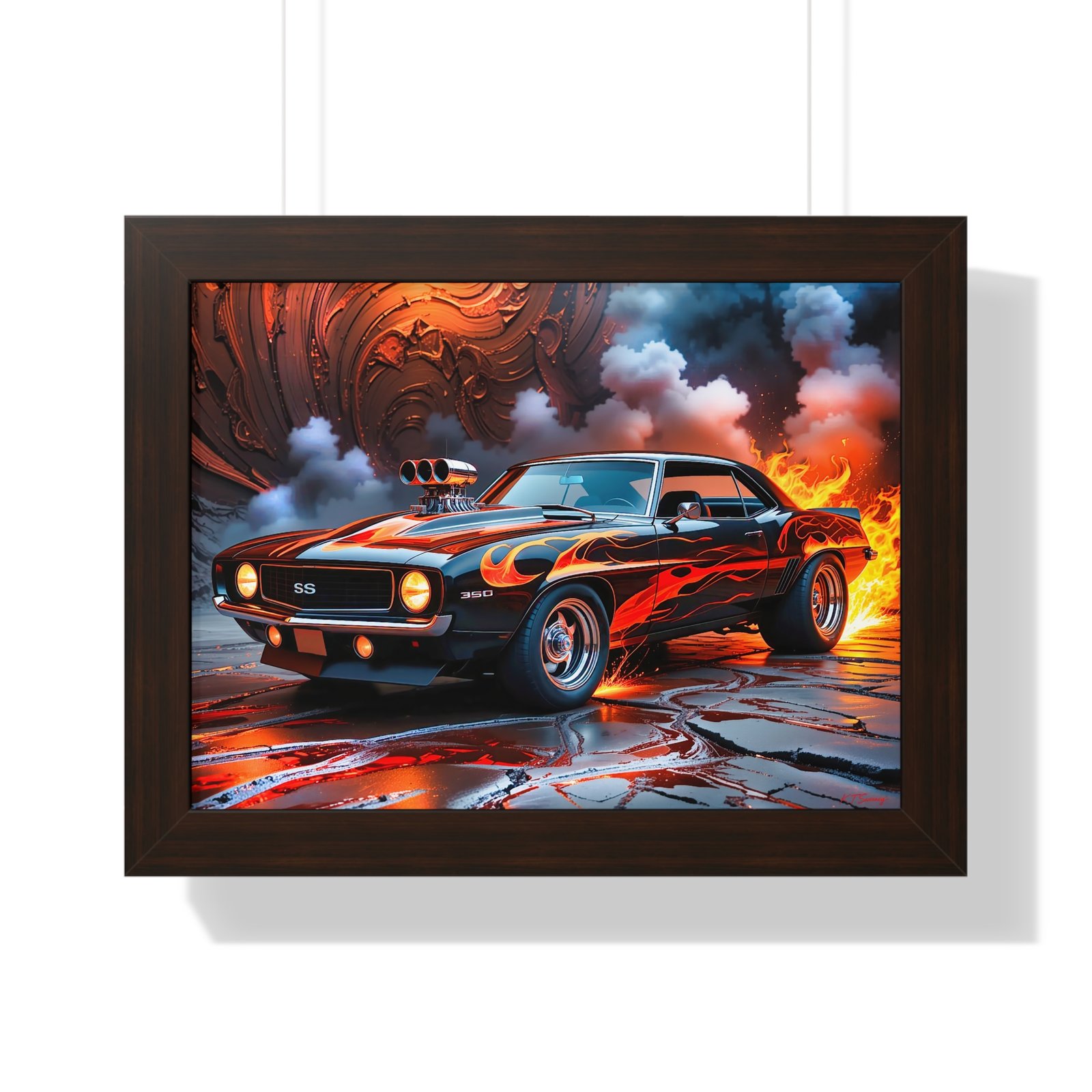 Limited Edition 1969 Camaro Hot Rod Wall Art Framed Print with Watercolor Textured Background | Collector’s Classic Camaro Artwork - Image 13