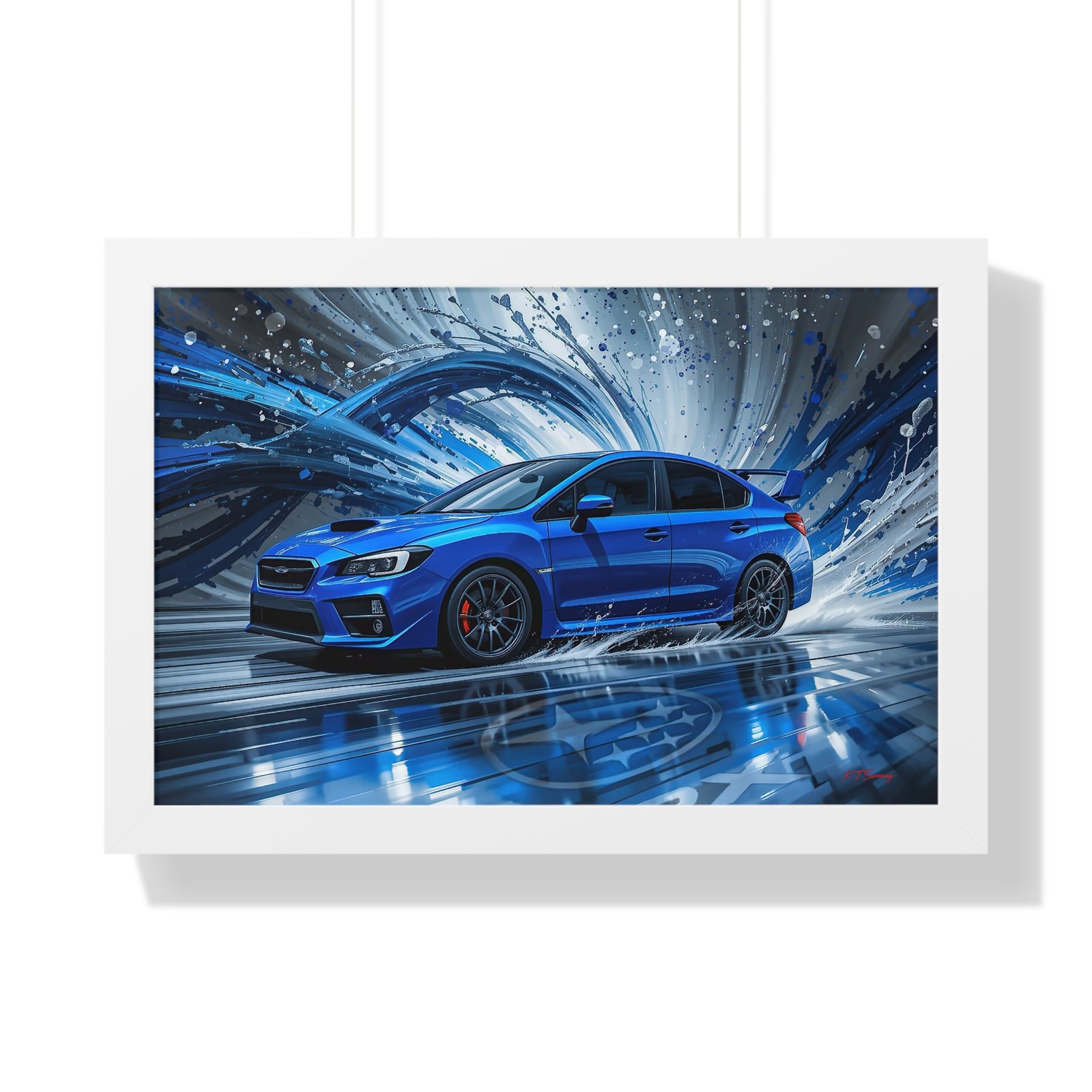 Limited Edition 2019 Subaru WRX Wall Art Framed Print with Textured Oil Paint Swirling Background | Collector’s Subaru Artwork - Image 13