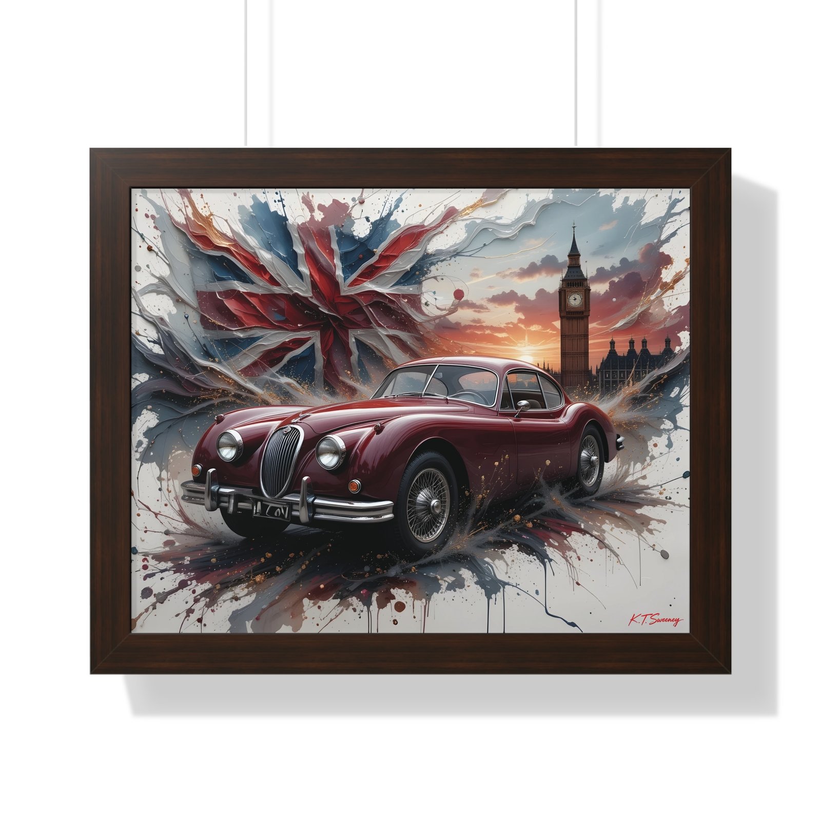 Limited Edition 1956 Jaguar XK140 Coupe Wall Art Framed Print with Union Jack | Tower of London Backdrop | Classic Jaguar Collector’s Artwork - Image 10