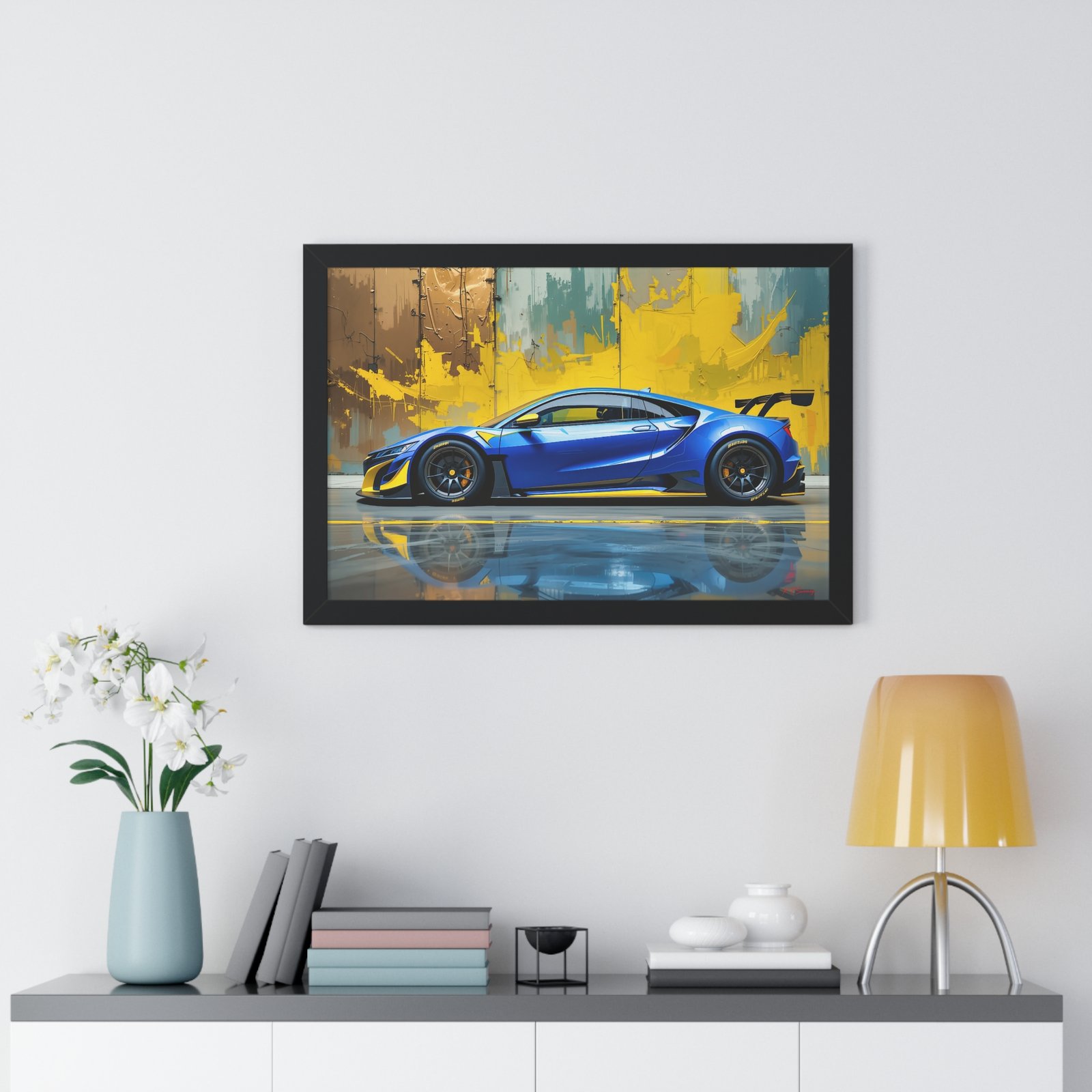 Acura NSX Wall Art Framed Print with Dramatic Textured Paint Style Background | Studio Edition Collector’s Artwork - Image 8