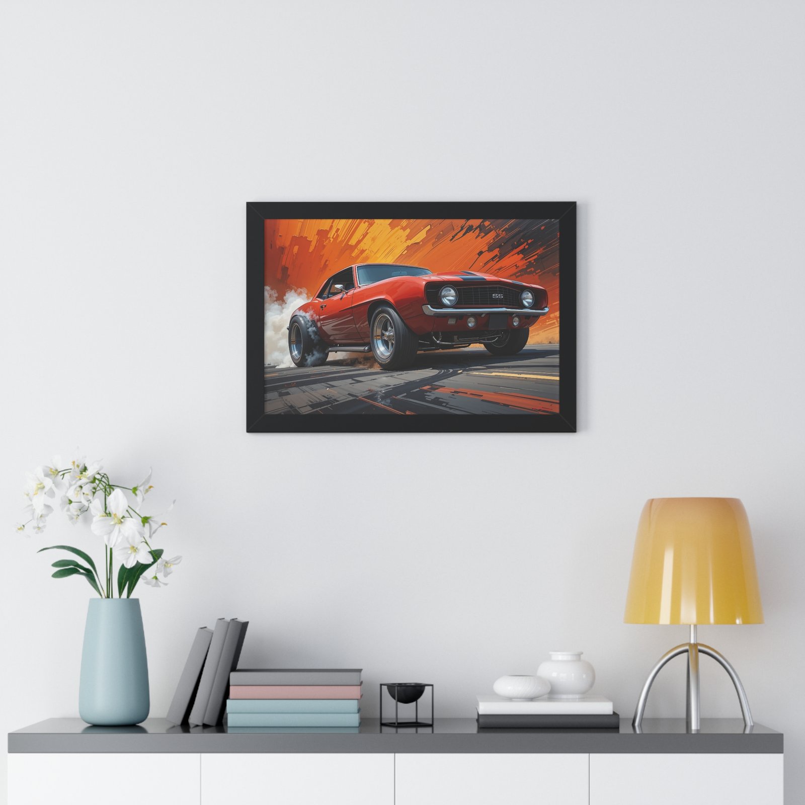 1969 Camaro Hot Rod Gasser Wall Art Framed Print in Classic Orange | Studio Edition Muscle Car Collector’s Artwork - Image 5