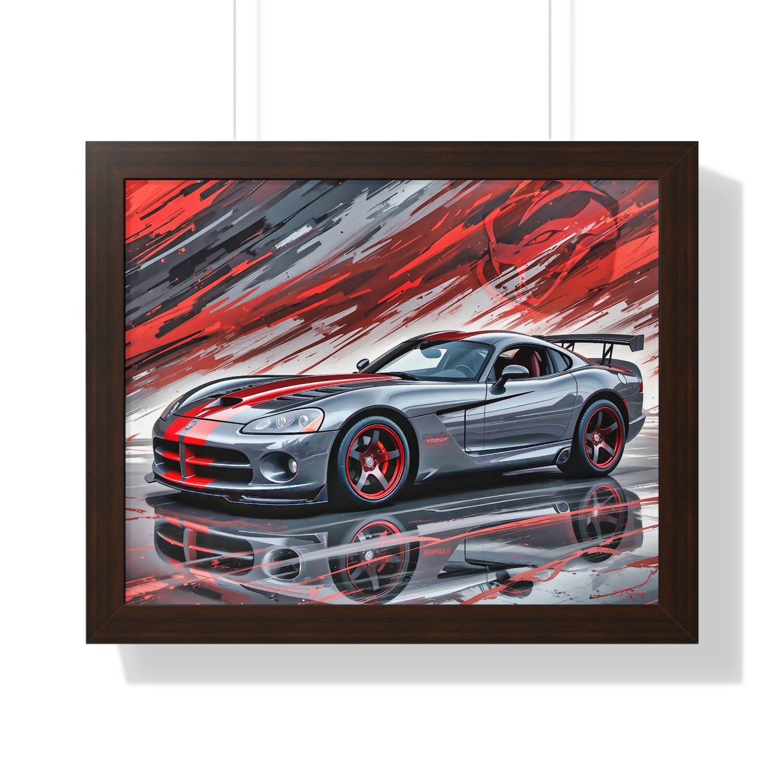 2010 Dodge Viper SRT-10 Final Edition Wall Art Framed Print in Gray with Red Stripes | Studio Edition Collector’s Artwork - Image 10