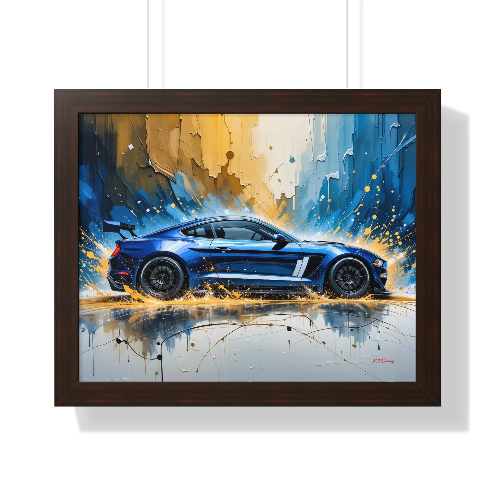 Limited Edition Mustang GT Wall Art Framed Print in Blue with White Stripes | Classic Mustang Collector’s Artwork - Image 10