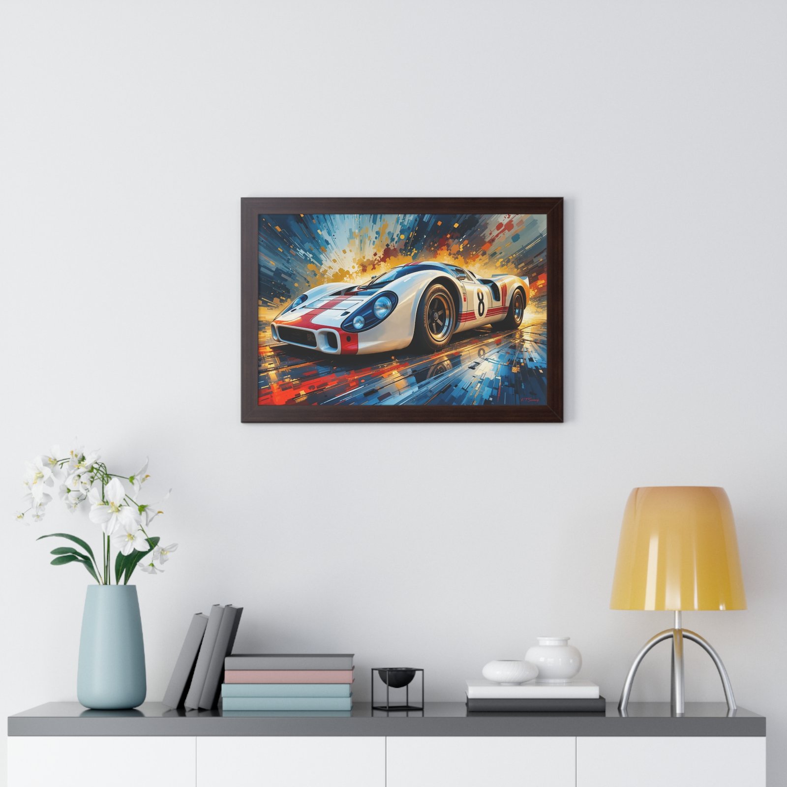 Limited Edition Porsche Le Mans Racing Car Wall Art Framed Print with 3D Textured Color Background | Collector’s Motorsport Artwork - Image 14