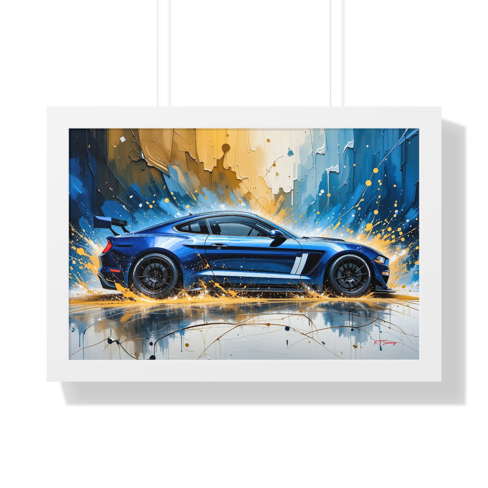 Limited Edition Mustang GT Wall Art Framed Print in Blue with White Stripes | Classic Mustang Collector’s Artwork - Image 22