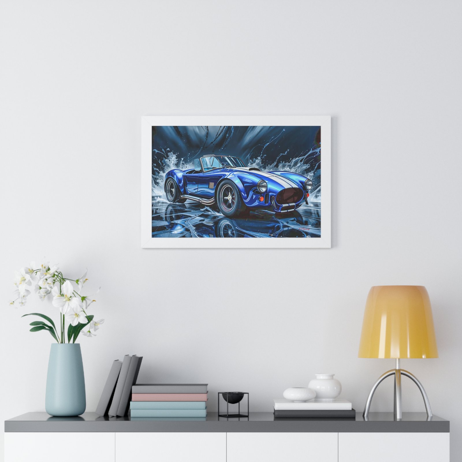 Exclusive Edition Classic Blue Shelby Cobra with White Stripes Wall Art Framed Print | Collector’s Shelby Artwork - Image 23