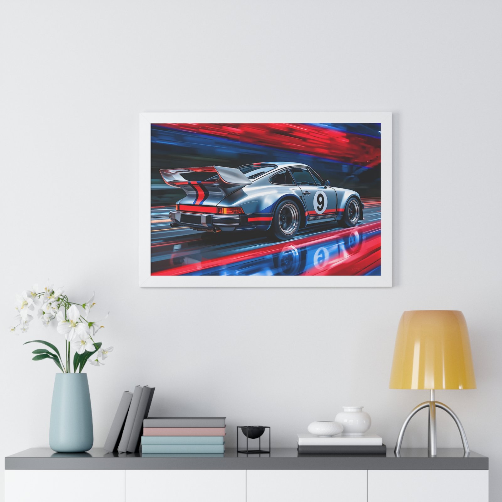Limited Edition Classic Porsche 930 Turbo in Silver Wall Art Framed Print | Collector’s Porsche Artwork - Image 26