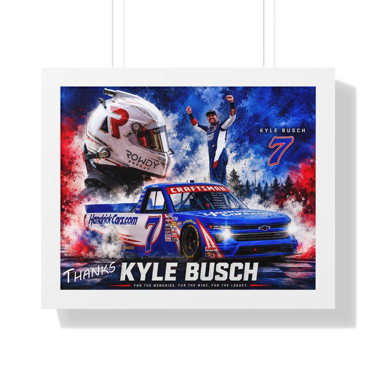 Kyle Busch #7 NASCAR Truck Tribute | Limited Edition Motorsports Wall Art | HendrickCars.com Craftsman Truck Series | Framed Racing Artwork - Image 16