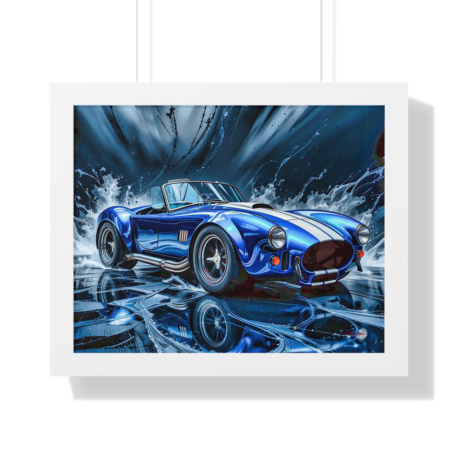 Exclusive Edition Classic Blue Shelby Cobra with White Stripes Wall Art Framed Print | Collector’s Shelby Artwork - Image 19