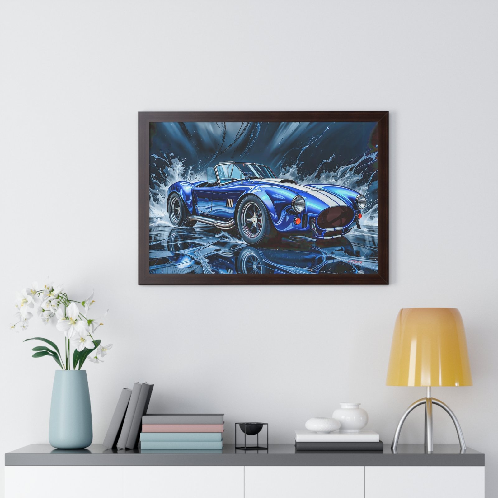 Exclusive Edition Classic Blue Shelby Cobra with White Stripes Wall Art Framed Print | Collector’s Shelby Artwork - Image 17