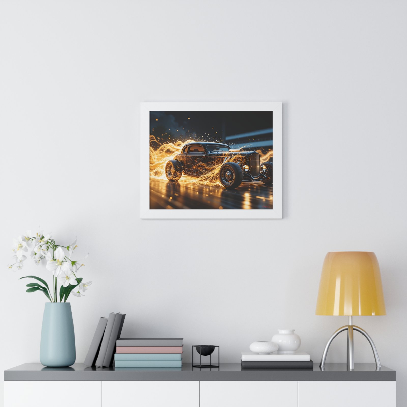 Limited Edition Futuristic Hot Rod Wall Art Framed Print with Translucent Ghost Flames | Original Collector’s Car Artwork - Image 20
