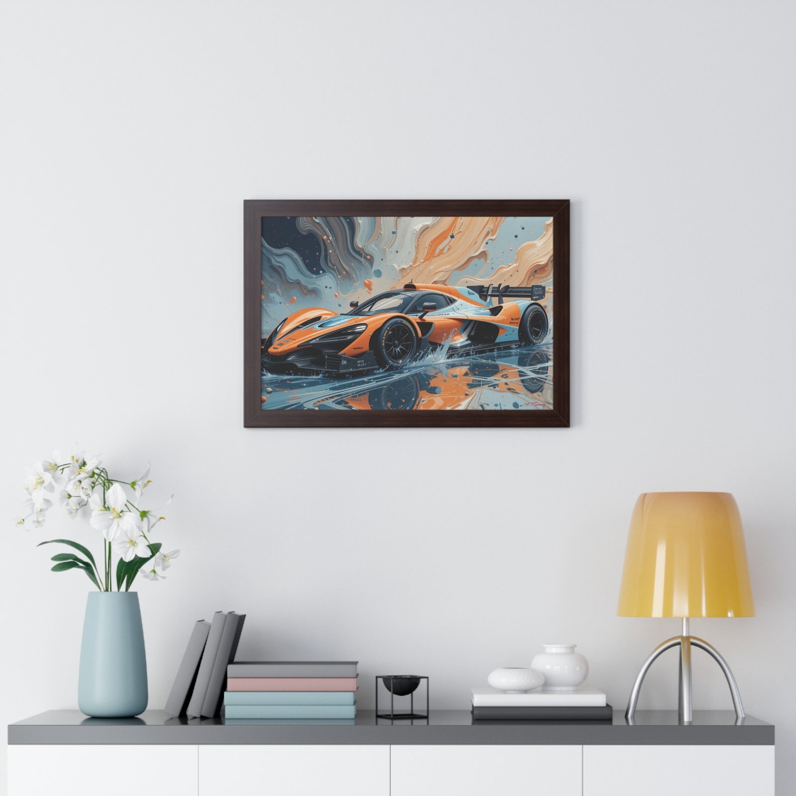 McLaren Supercar Gulf Livery Wall Art Framed Print with 3D Textured Oil Paint Style | Studio Edition Collector’s Artwork - Image 14