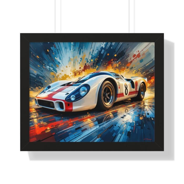 Limited Edition Porsche Le Mans Racing Car Wall Art Framed Print with 3D Textured Color Background | Collector’s Motorsport Artwork