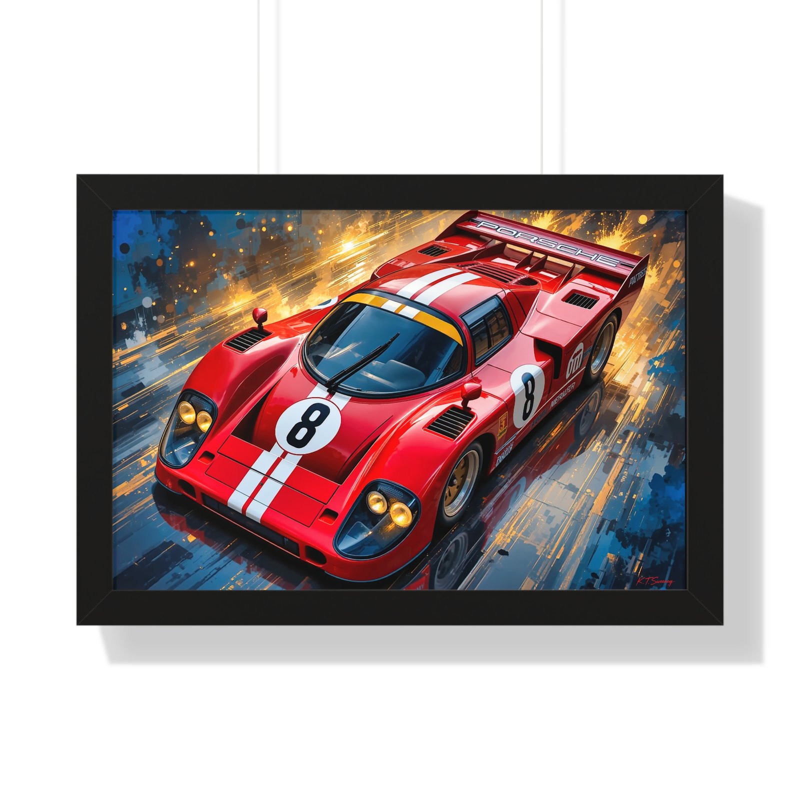Limited Edition Red Porsche Le Mans Tribute Wall Art Framed Print | Original Classic Racing Collector’s Artwork - Image 4