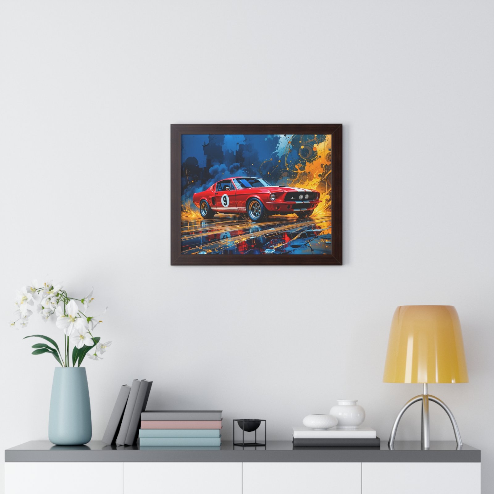 Exclusive Edition 1967 Red Shelby Mustang TransAm Inspired Racing Car Wall Art Framed Print | Collector’s Classic Mustang Artwork - Image 11