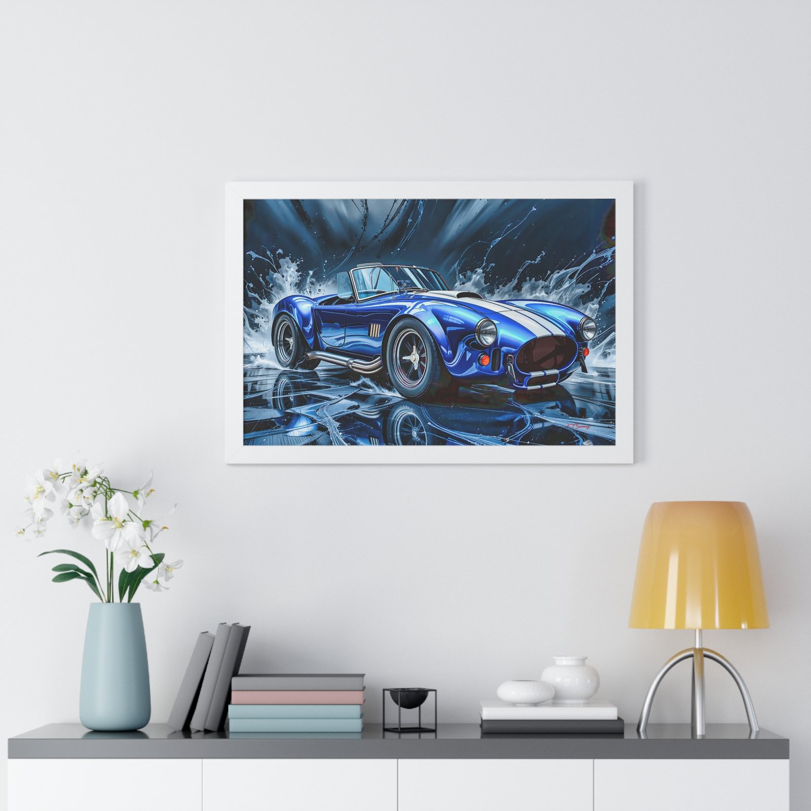 Exclusive Edition Classic Blue Shelby Cobra with White Stripes Wall Art Framed Print | Collector’s Shelby Artwork - Image 26
