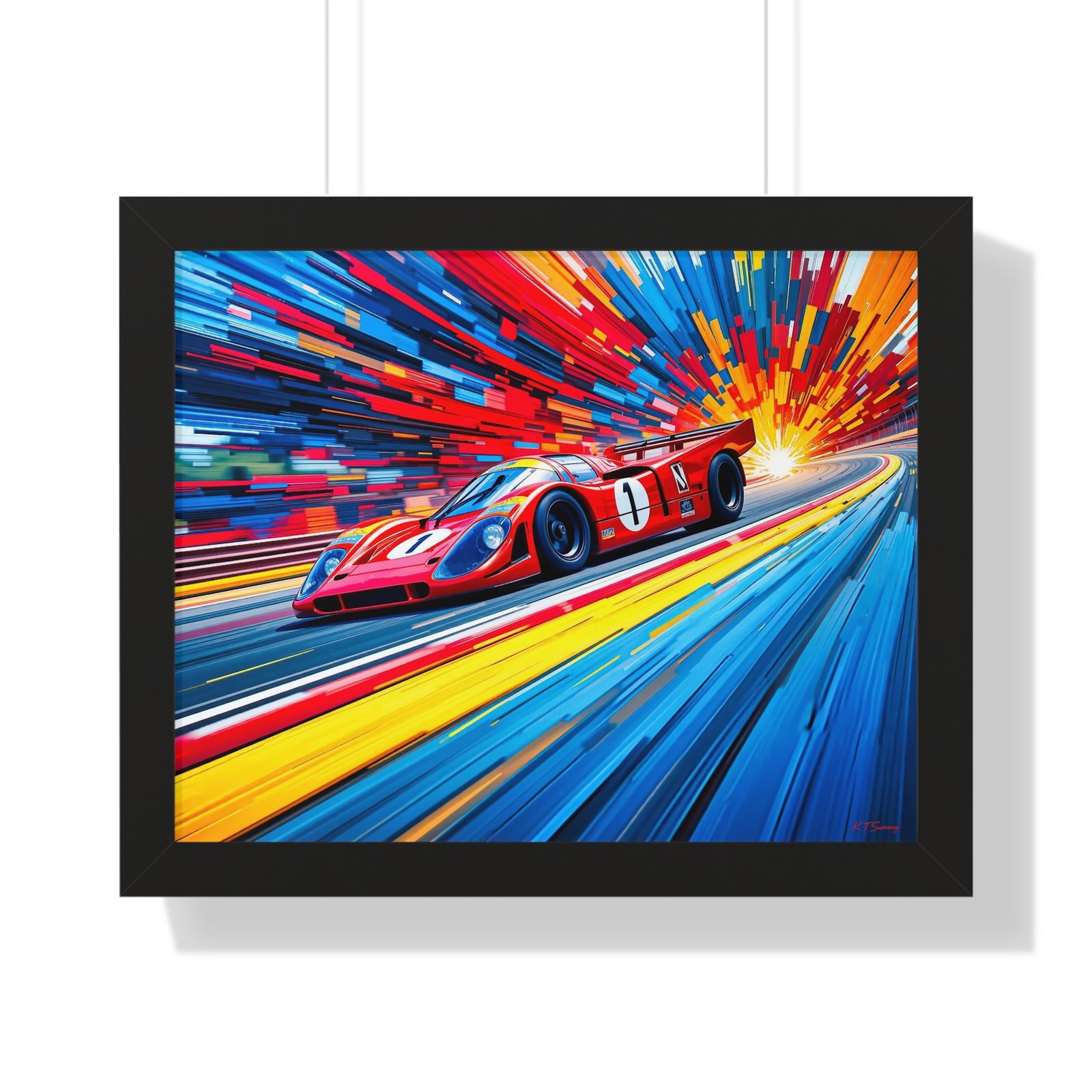Limited Edition Porsche Le Mans Racing Car Wall Art Framed Print with 3D Textured Color Background | Collector’s Motorsport Artwork
