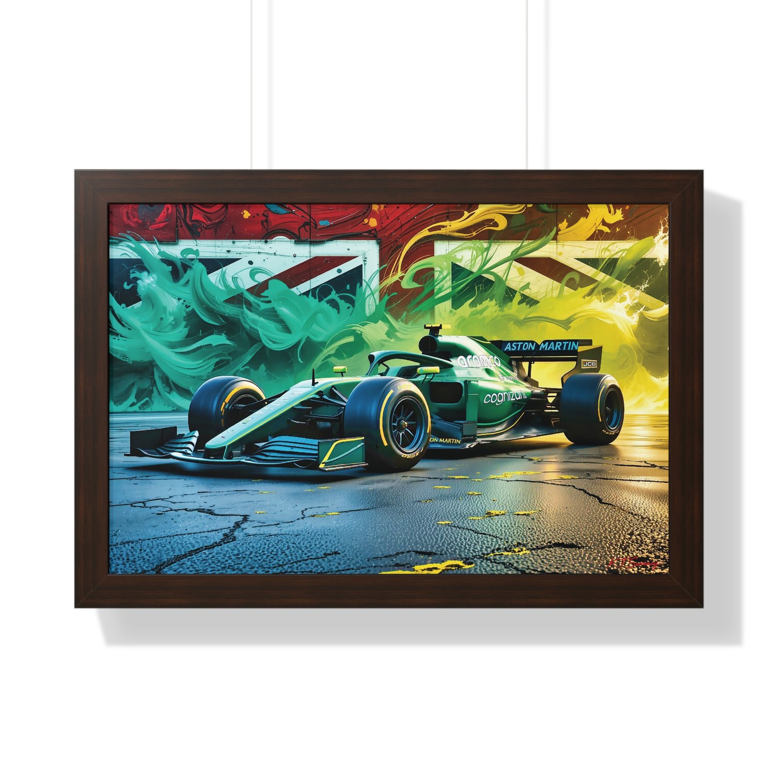 Exclusive Edition Aston Martin F1 Wall Art Framed Print with Union Jack Background | Collector’s Formula 1 Artwork - Image 13